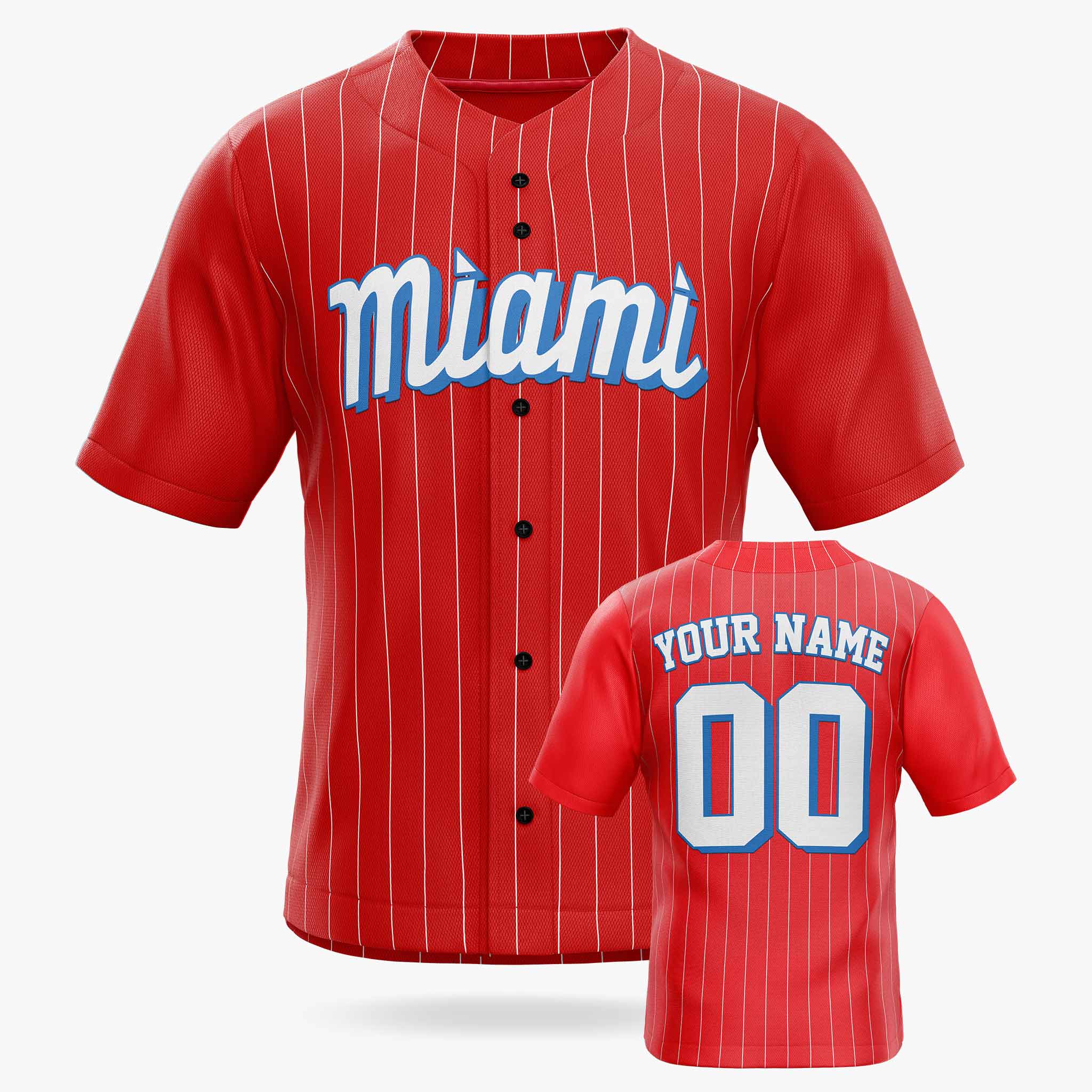 Custom City Baseball Jersey - Miami Red - Design Your Own