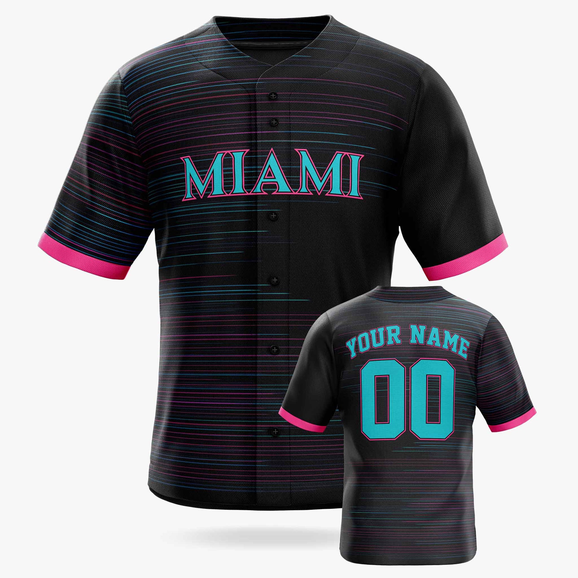 Custom City Baseball Jersey - Miami Black - Design Your Own