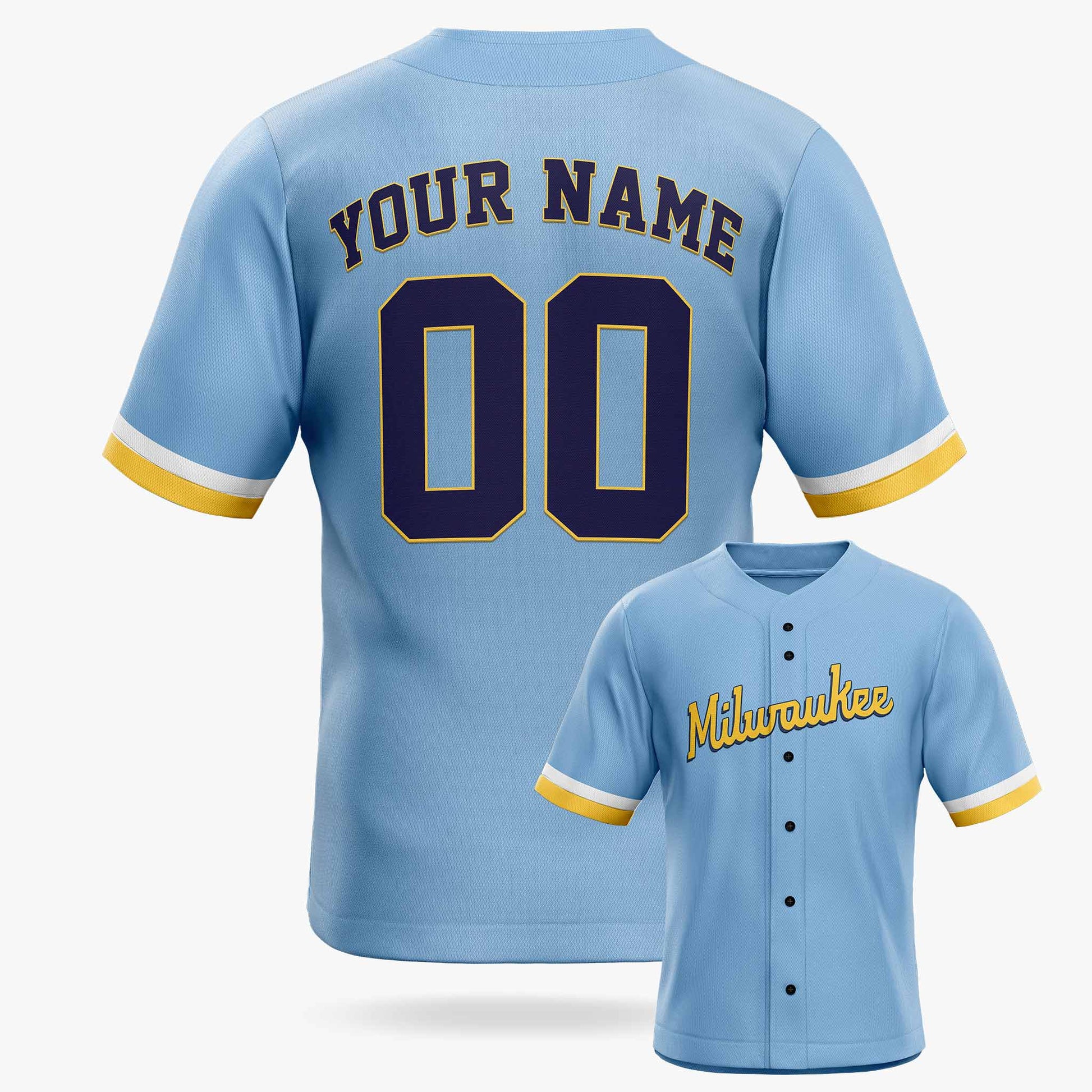 Custom City Baseball Jersey - Milwaukee Blue - Design Your Own