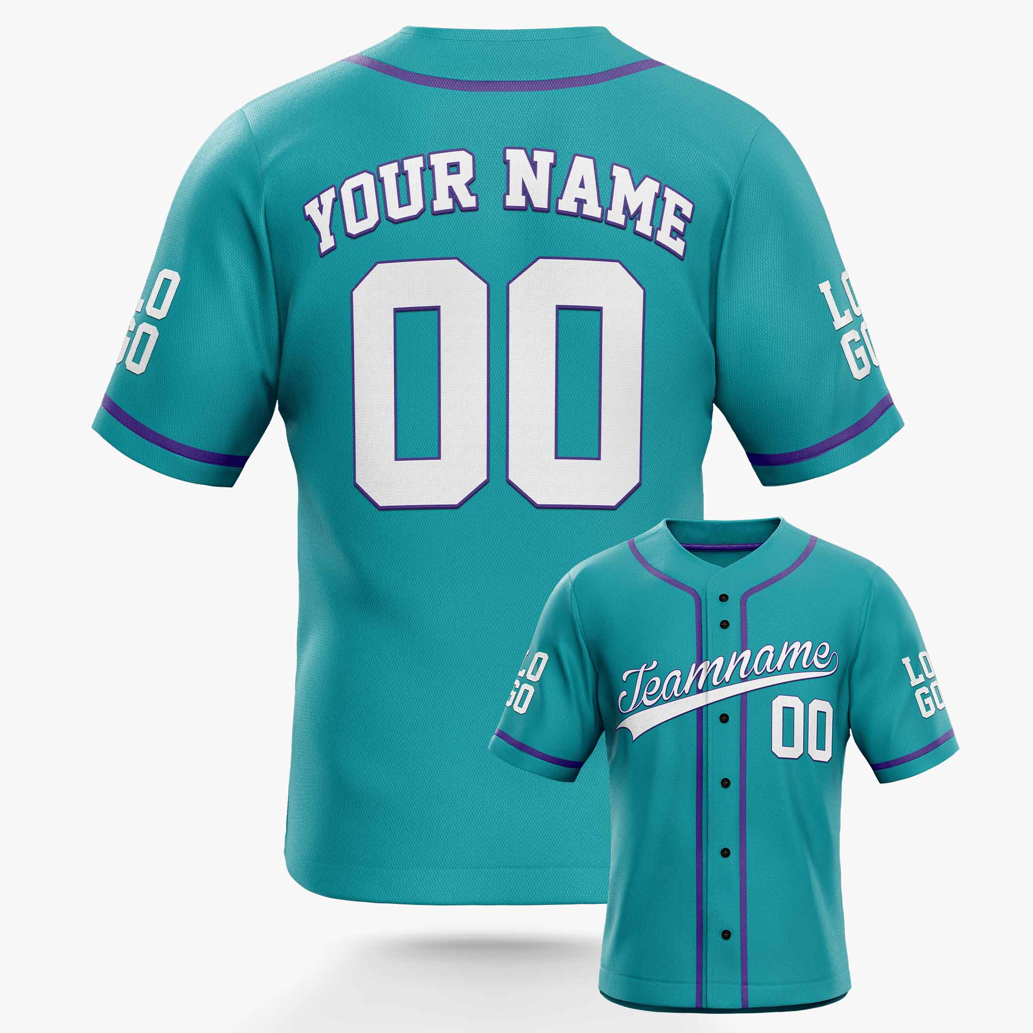 Custom Baseball Jersey Mint Purple White - Design Your Own