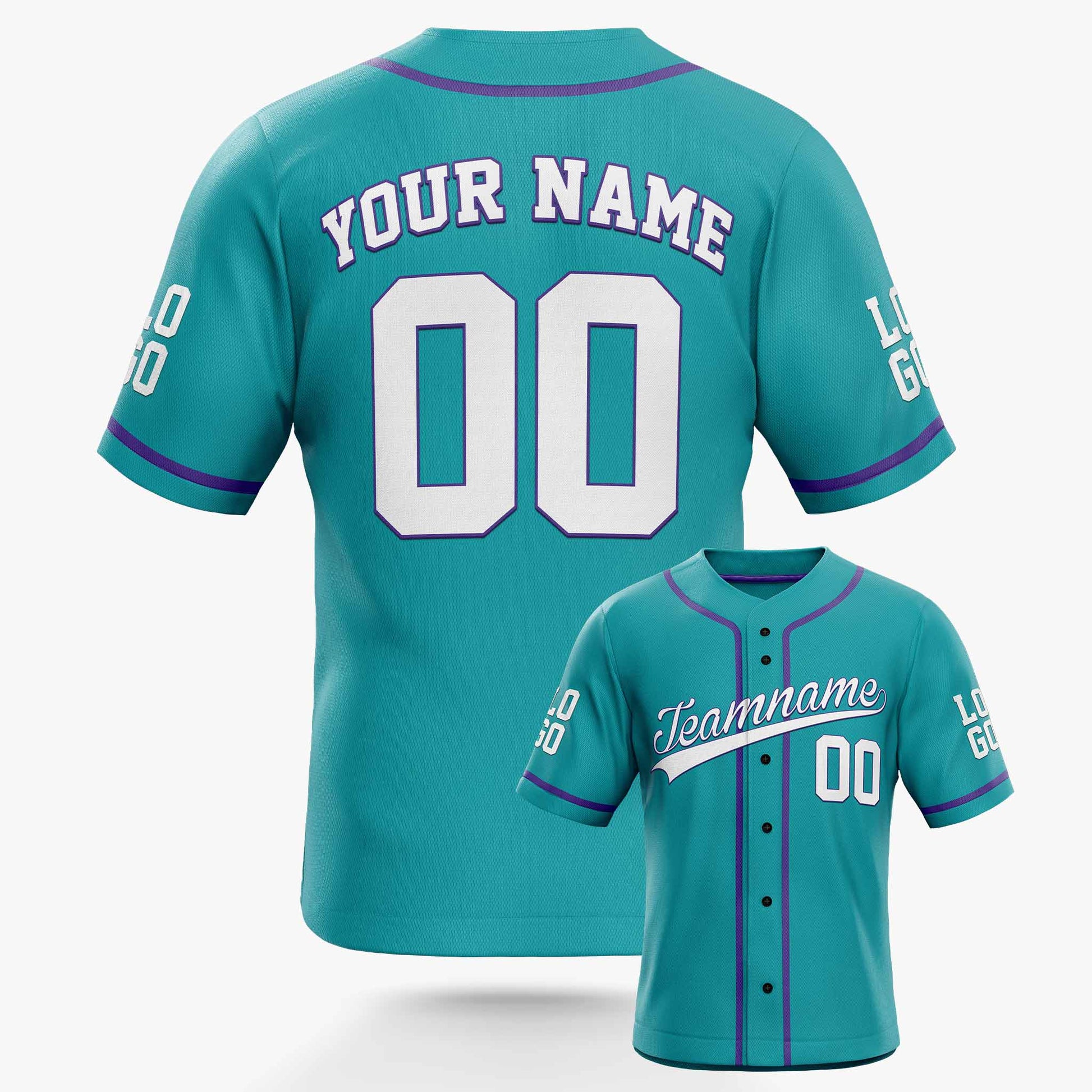 Custom Baseball Jersey Mint Purple White - Design Your Own