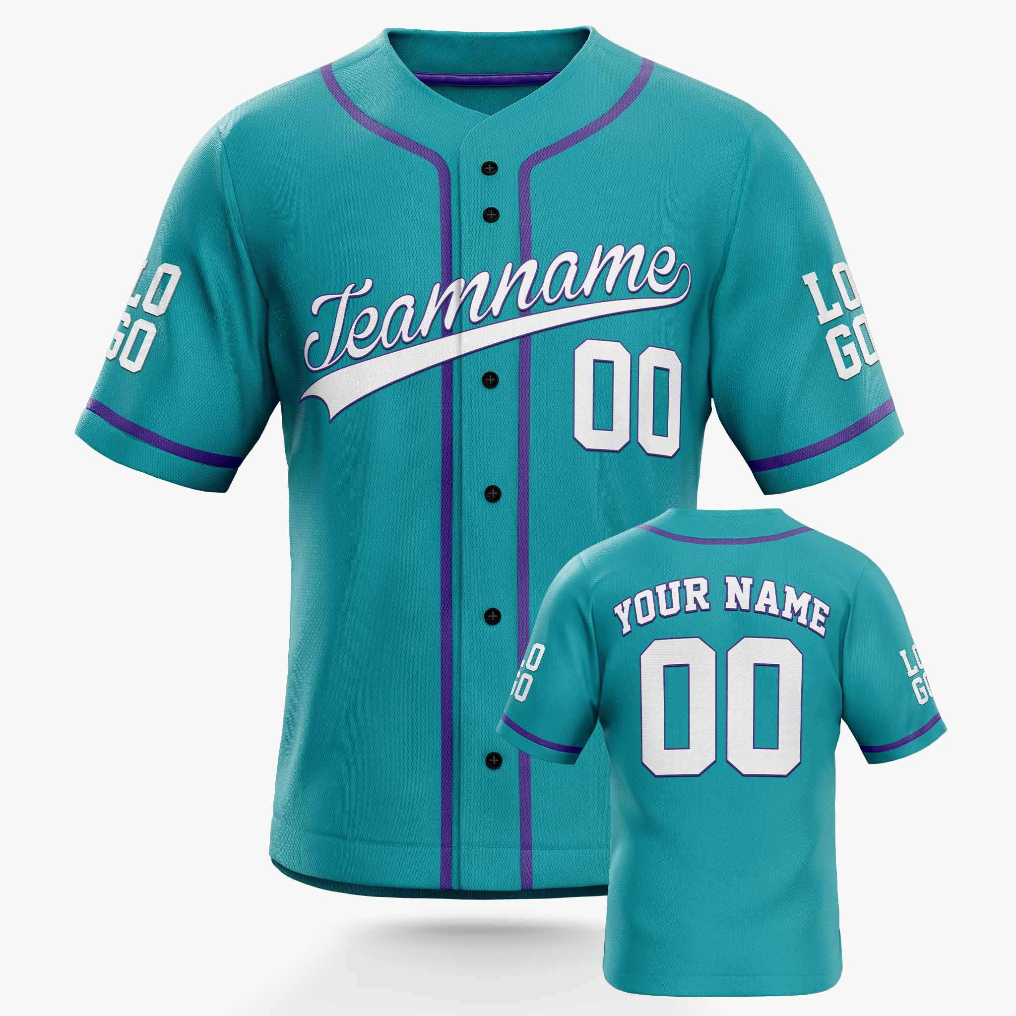 Custom Baseball Jersey Mint Purple White - Design Your Own