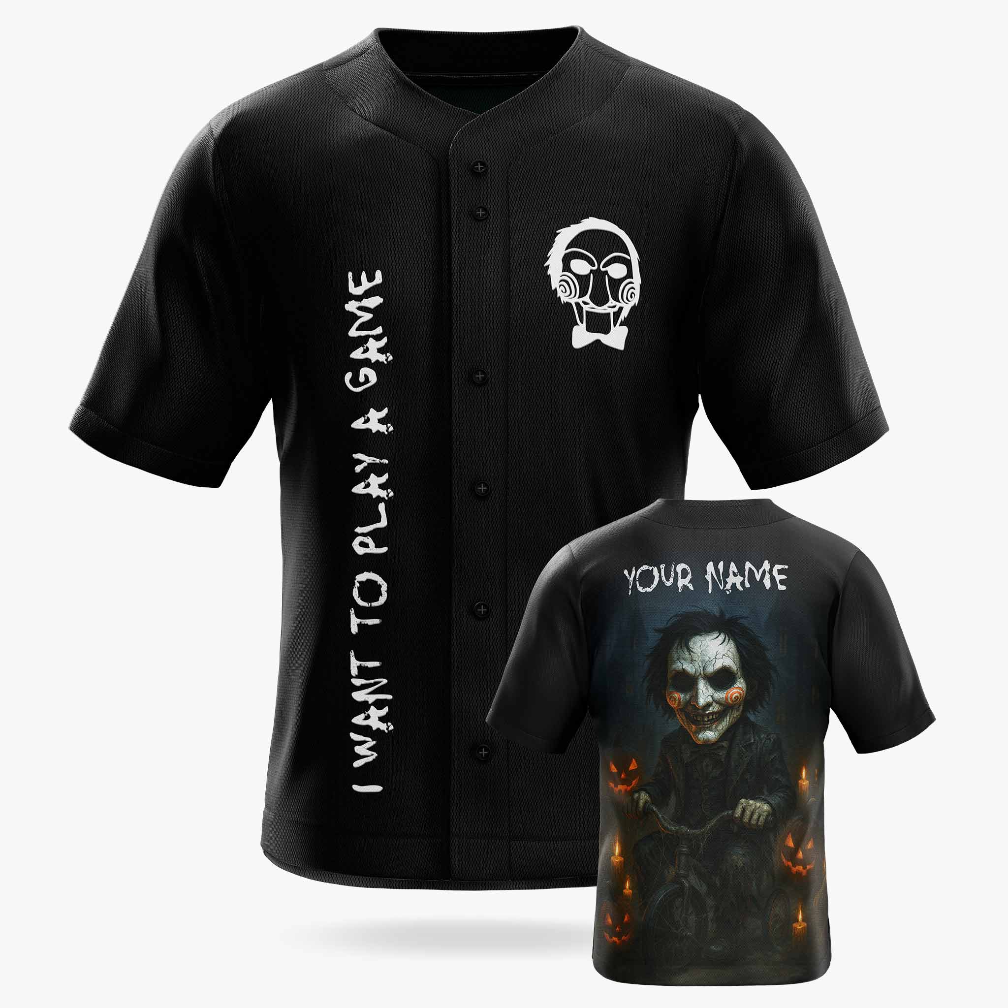 Custom Halloween Baseball Jersey - Horror Movie Design Play Game - Add Your Name