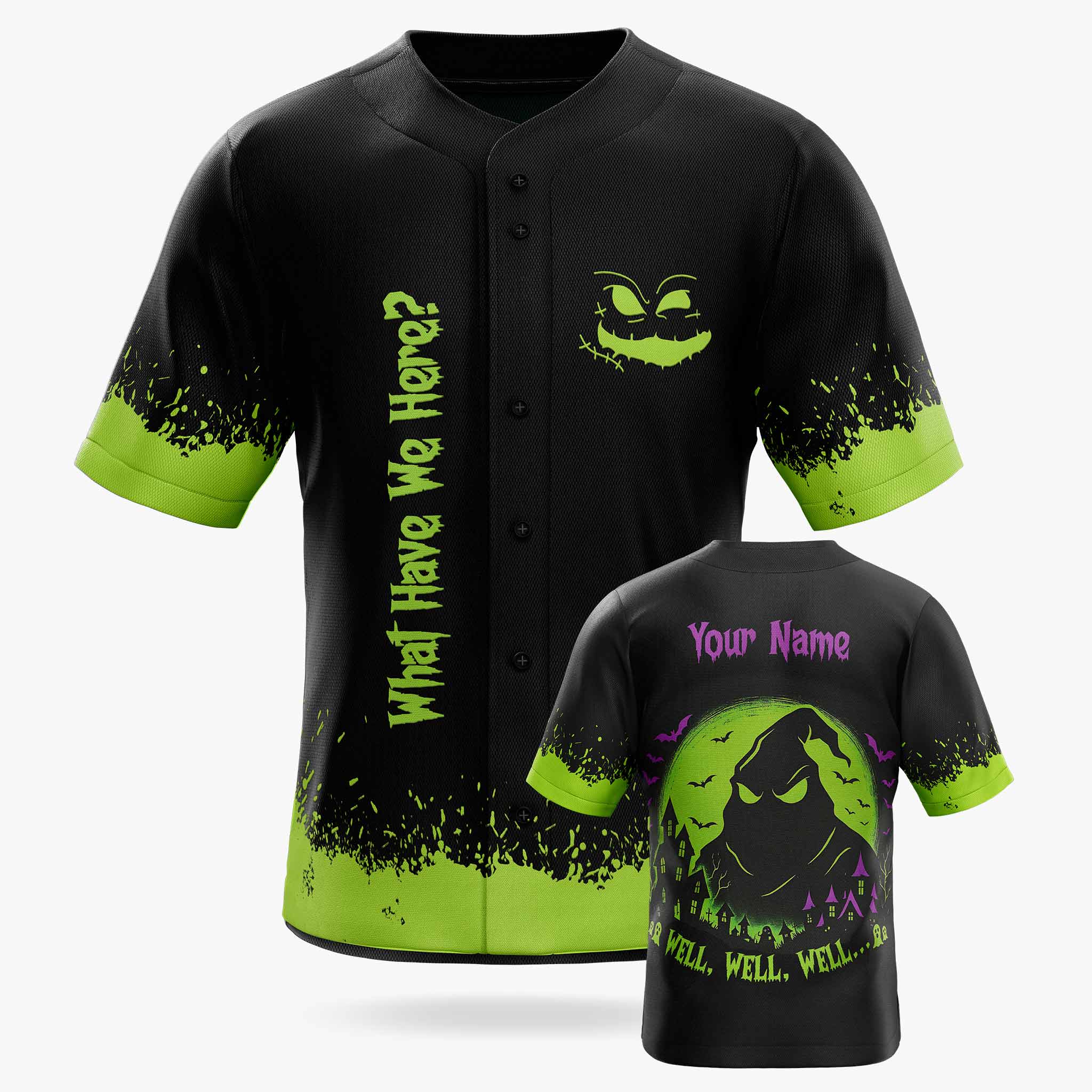 Custom Halloween Baseball Jersey - Horror Movie Design Well Well - Add Your Name