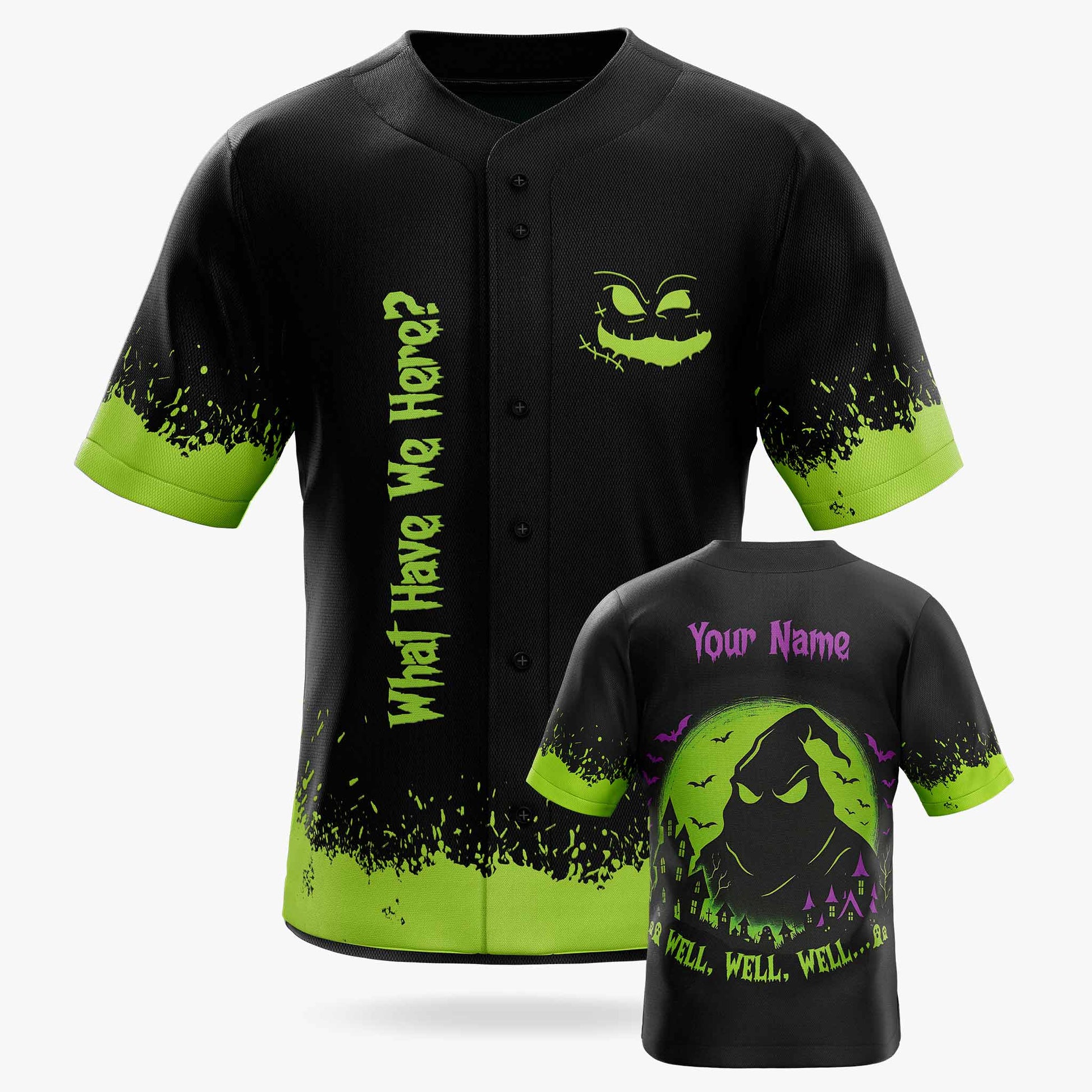 Custom Halloween Baseball Jersey - Horror Movie Design Well Well - Add Your Name
