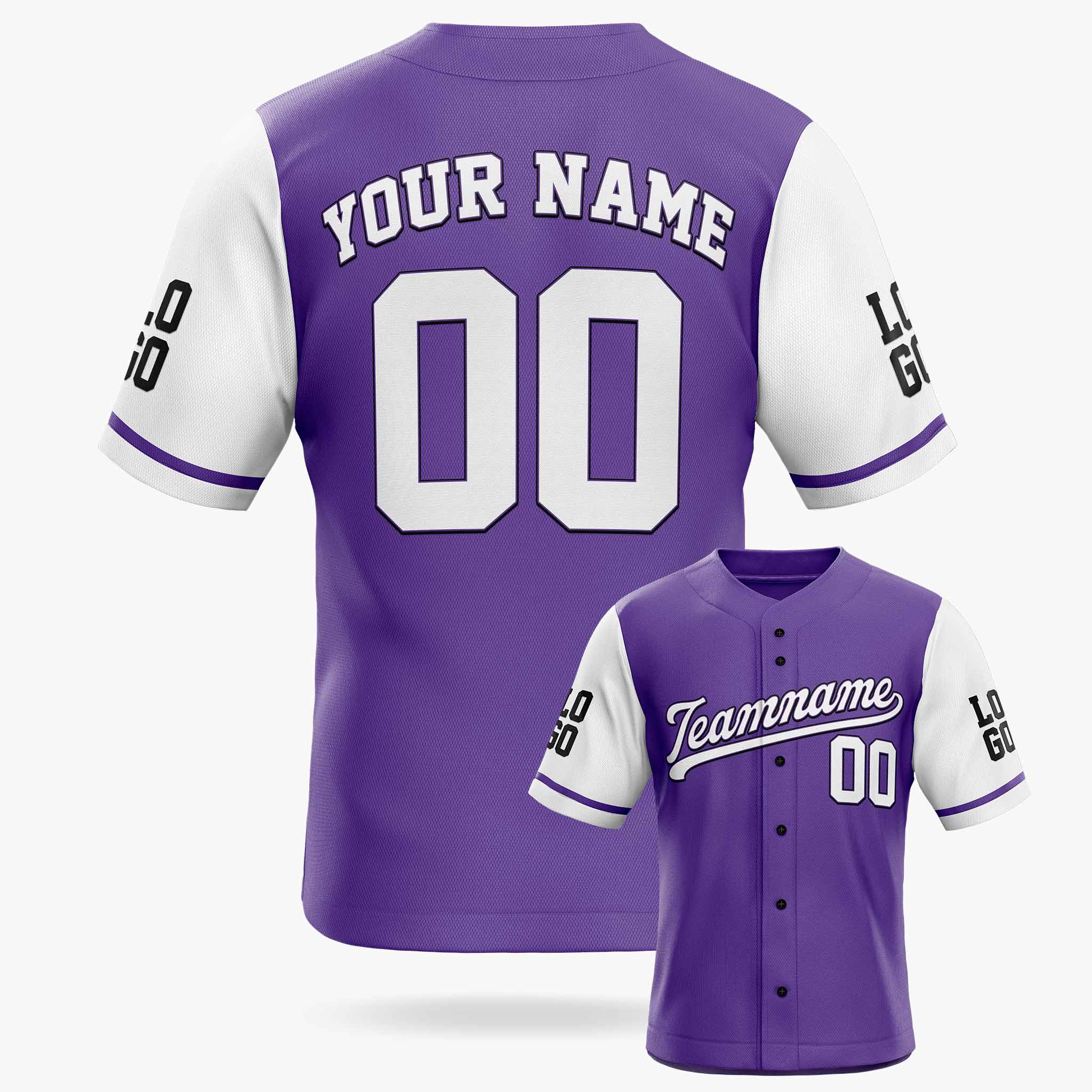 Custom Baseball Jersey Purple and White - Design Your Own