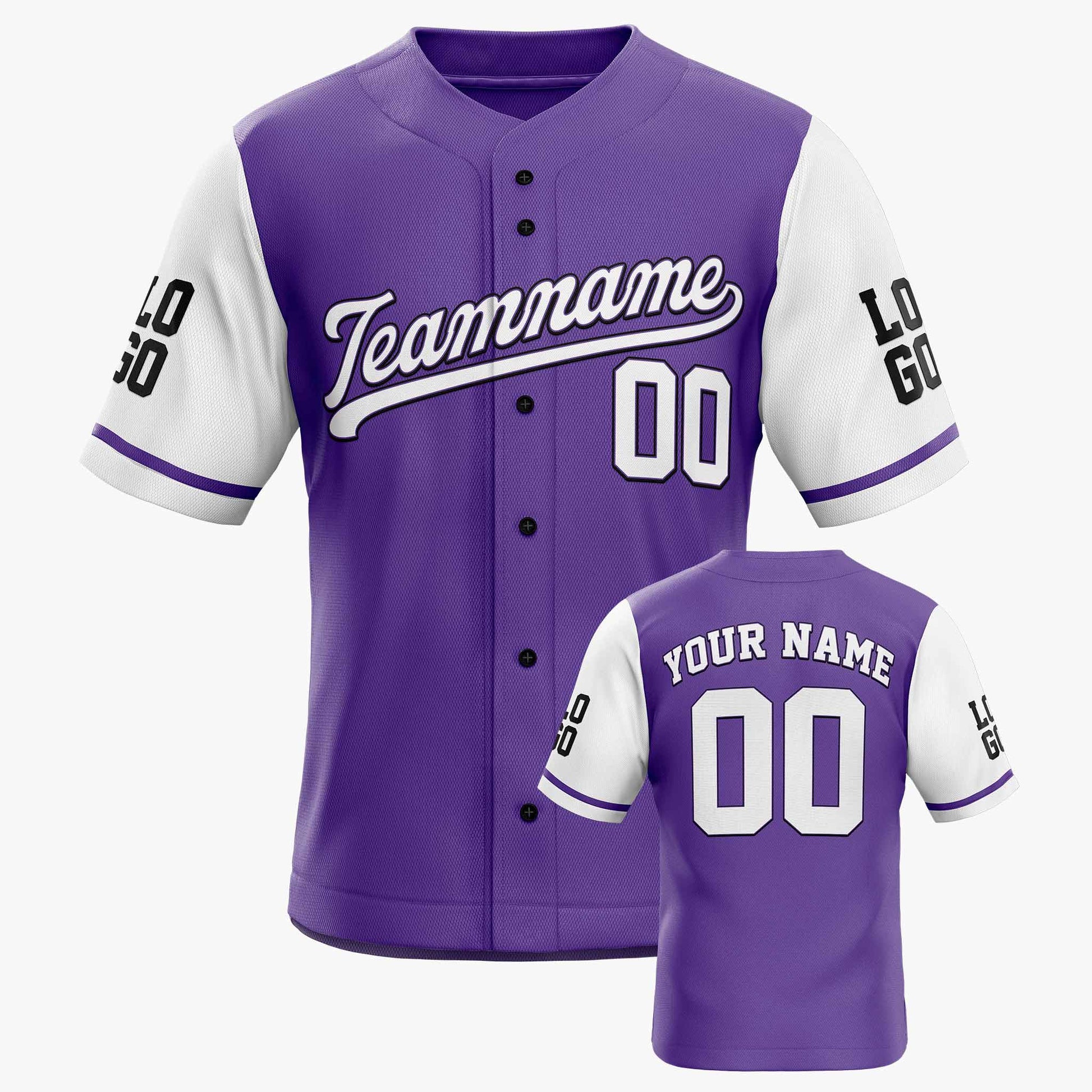 Custom Baseball Jersey Purple and White - Design Your Own