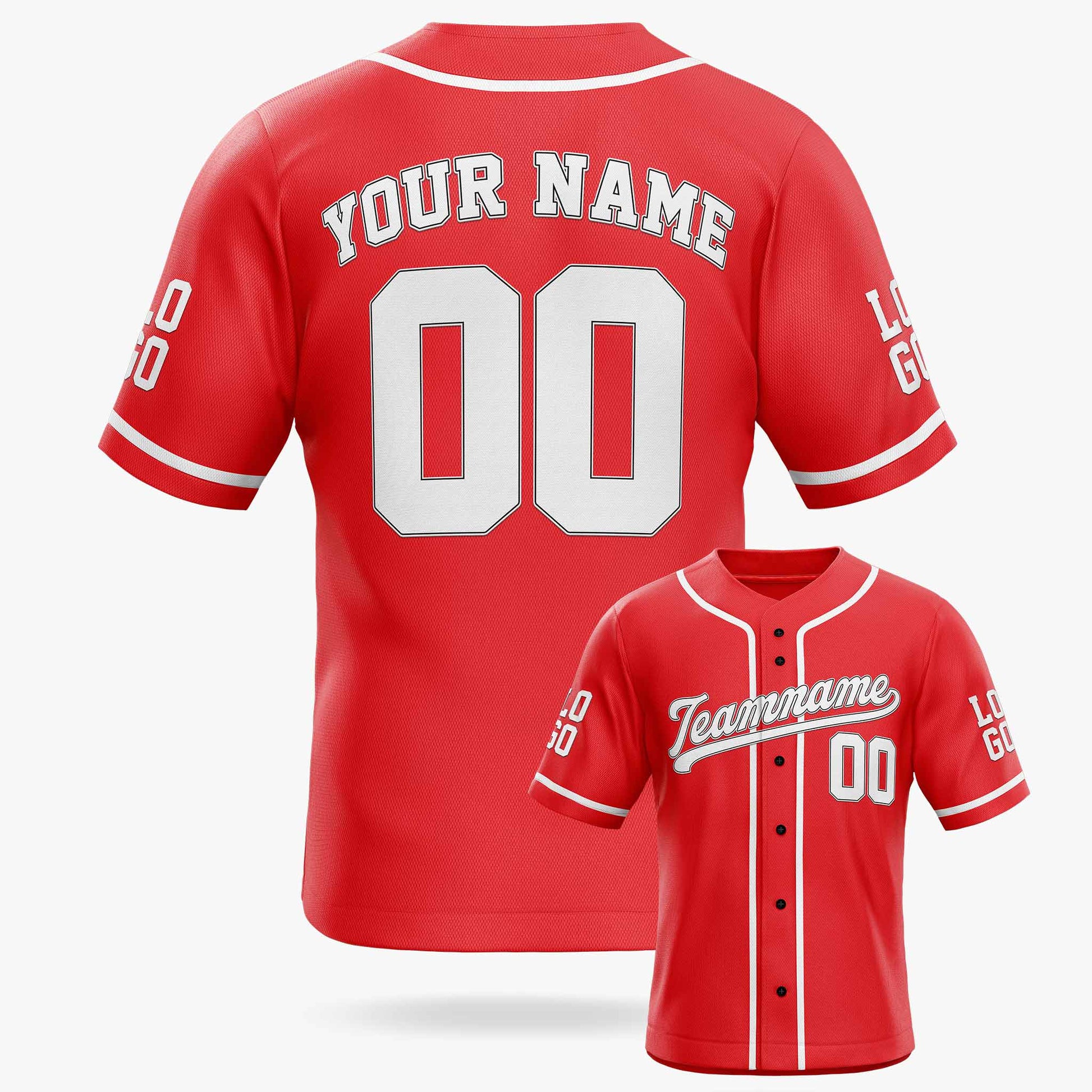 Custom Baseball Jersey Red and White With Piping - Design Your Own