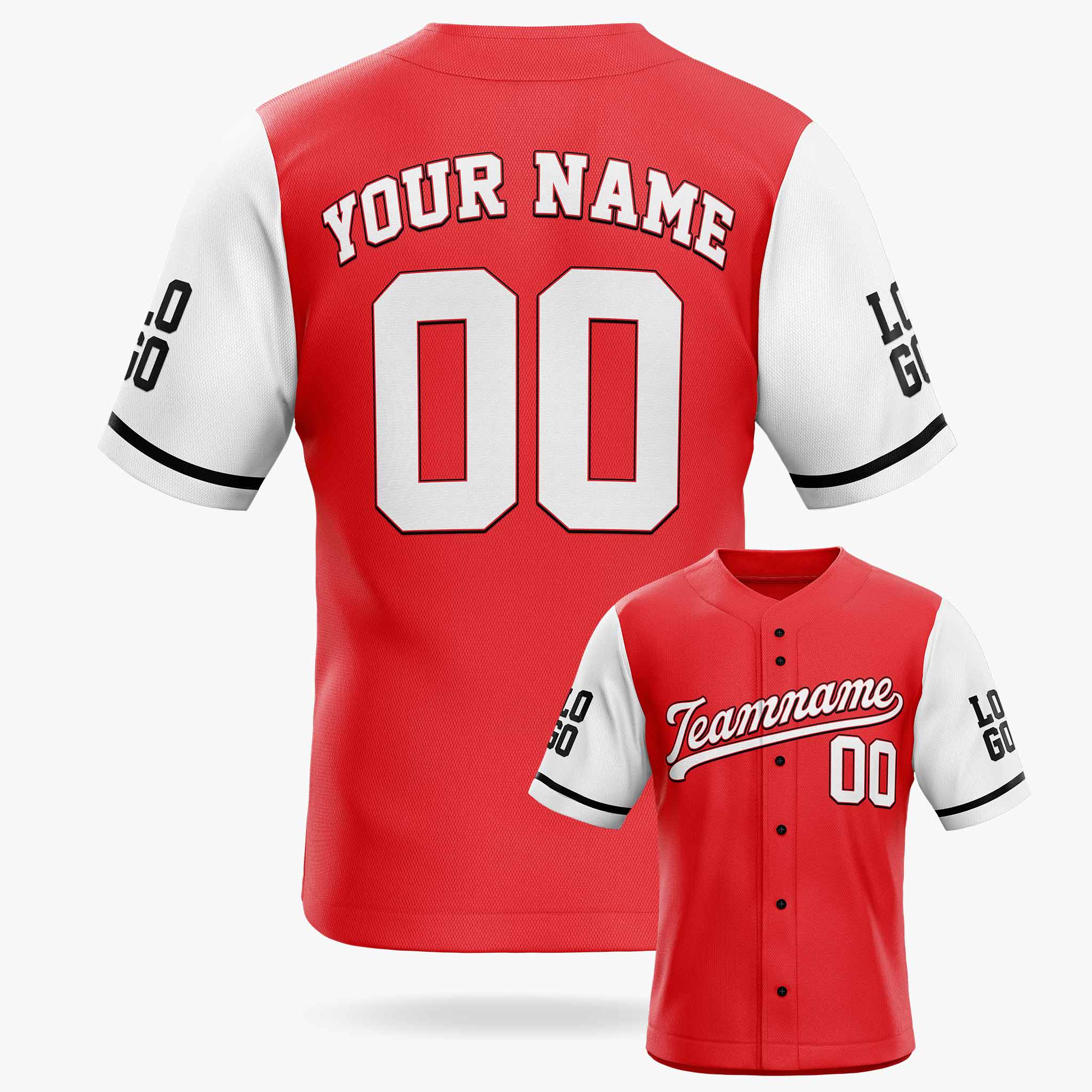 Custom Baseball Jersey Red White and Black - Design Your Own