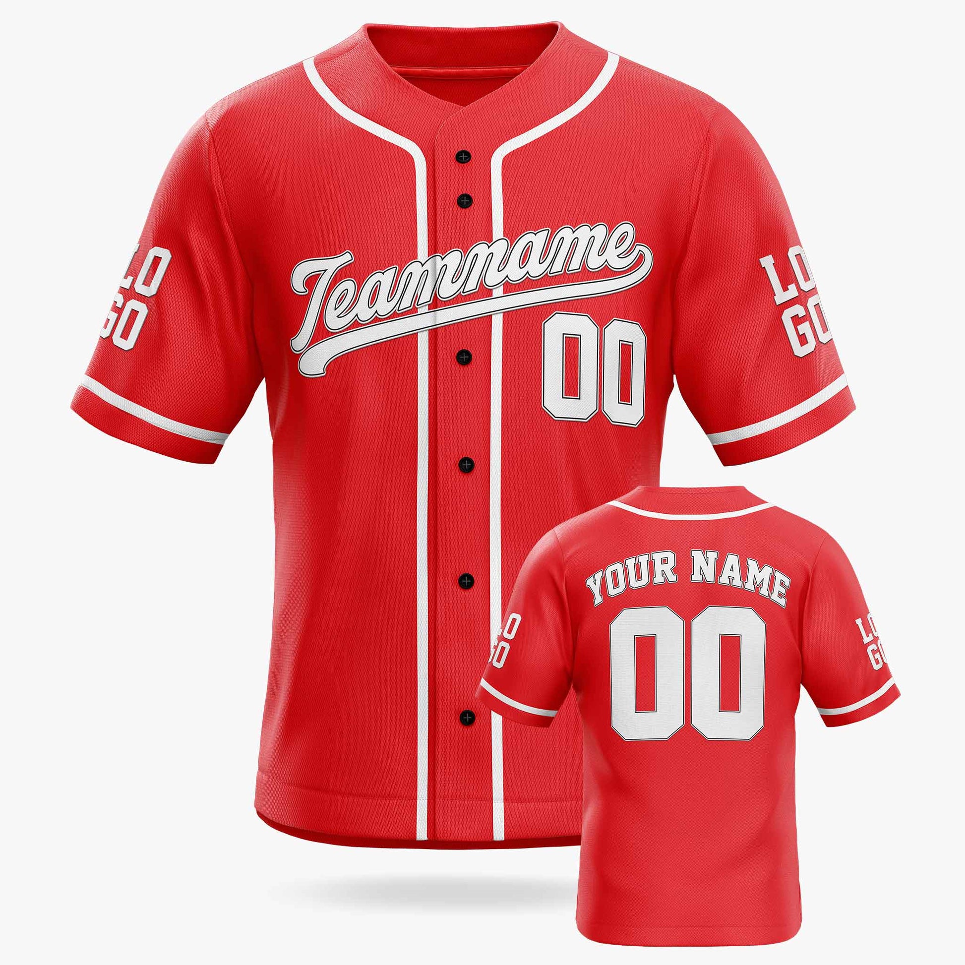Custom Baseball Jersey Red and White With Piping - Design Your Own