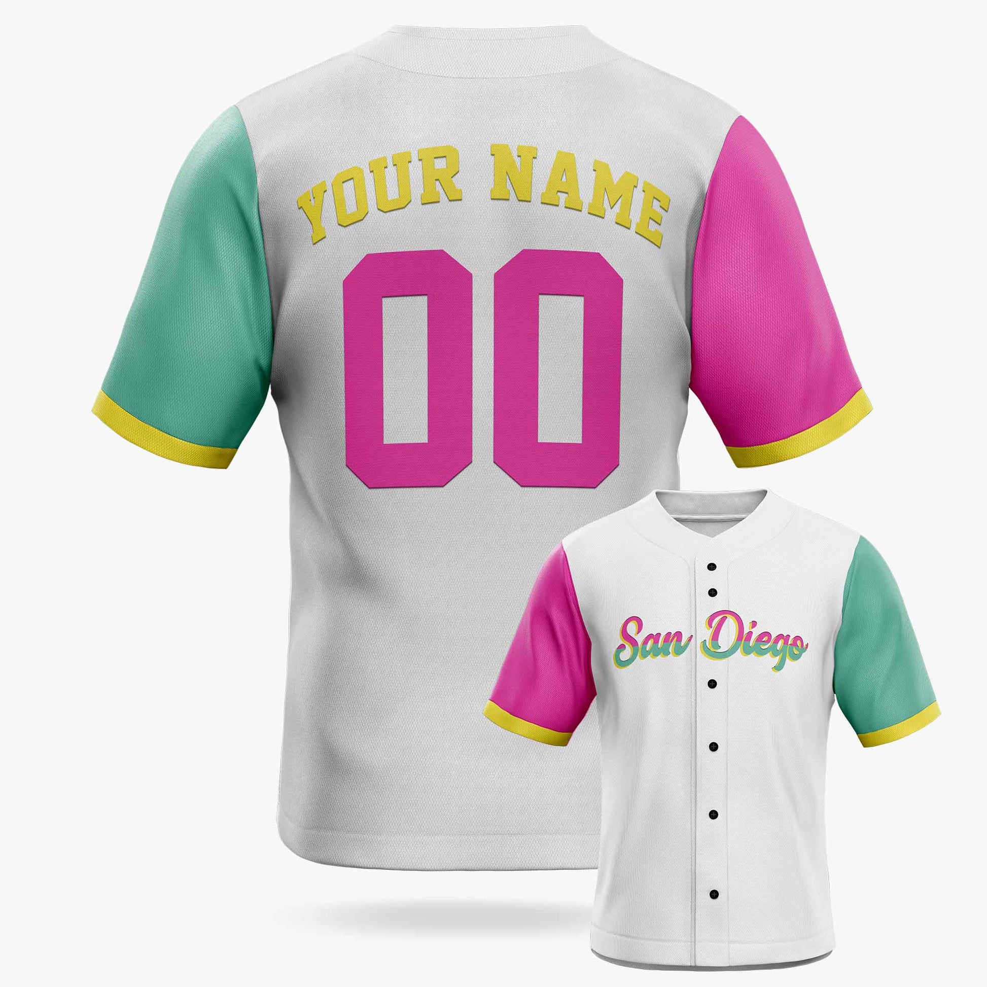 Custom City Baseball Jersey - San Diego White - Design Your Own