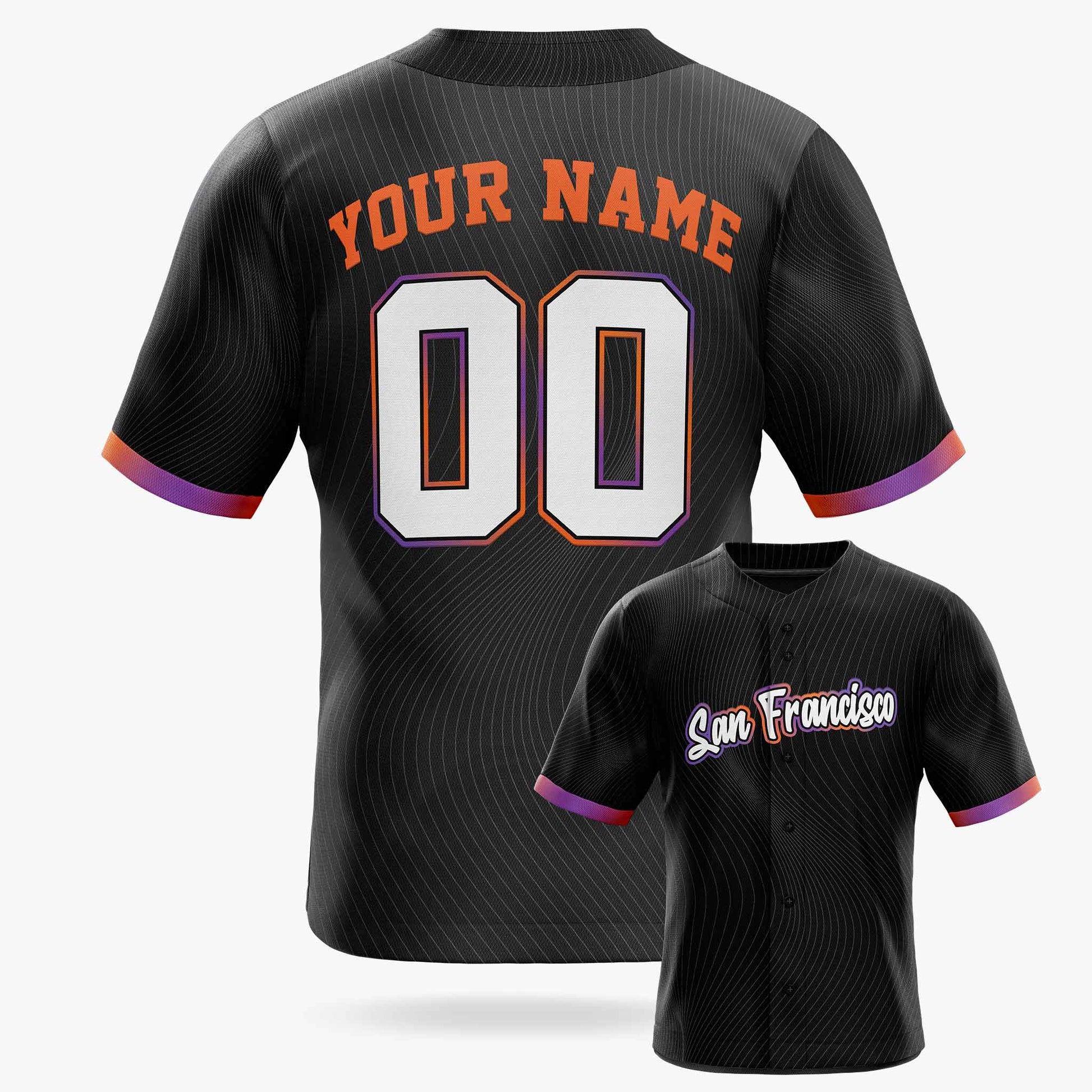 Custom City Baseball Jersey - San Francisco Black - Design Your Own