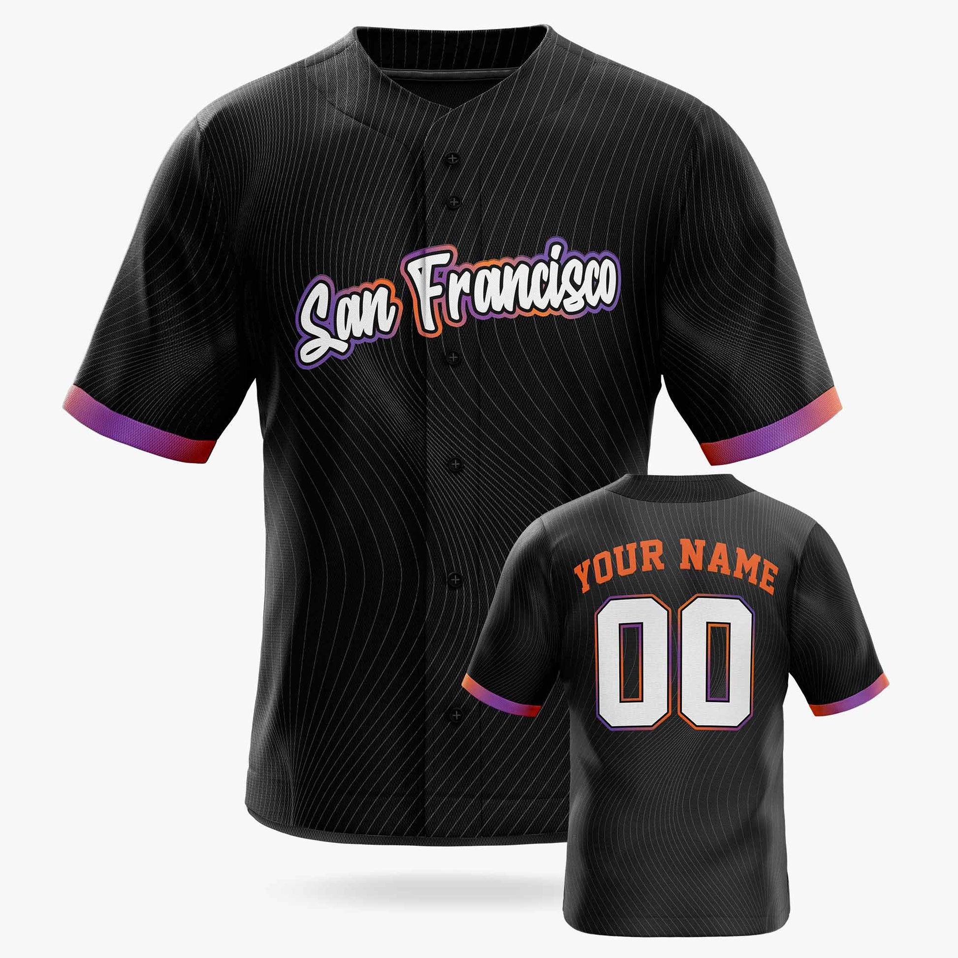 Custom City Baseball Jersey - San Francisco Black - Design Your Own