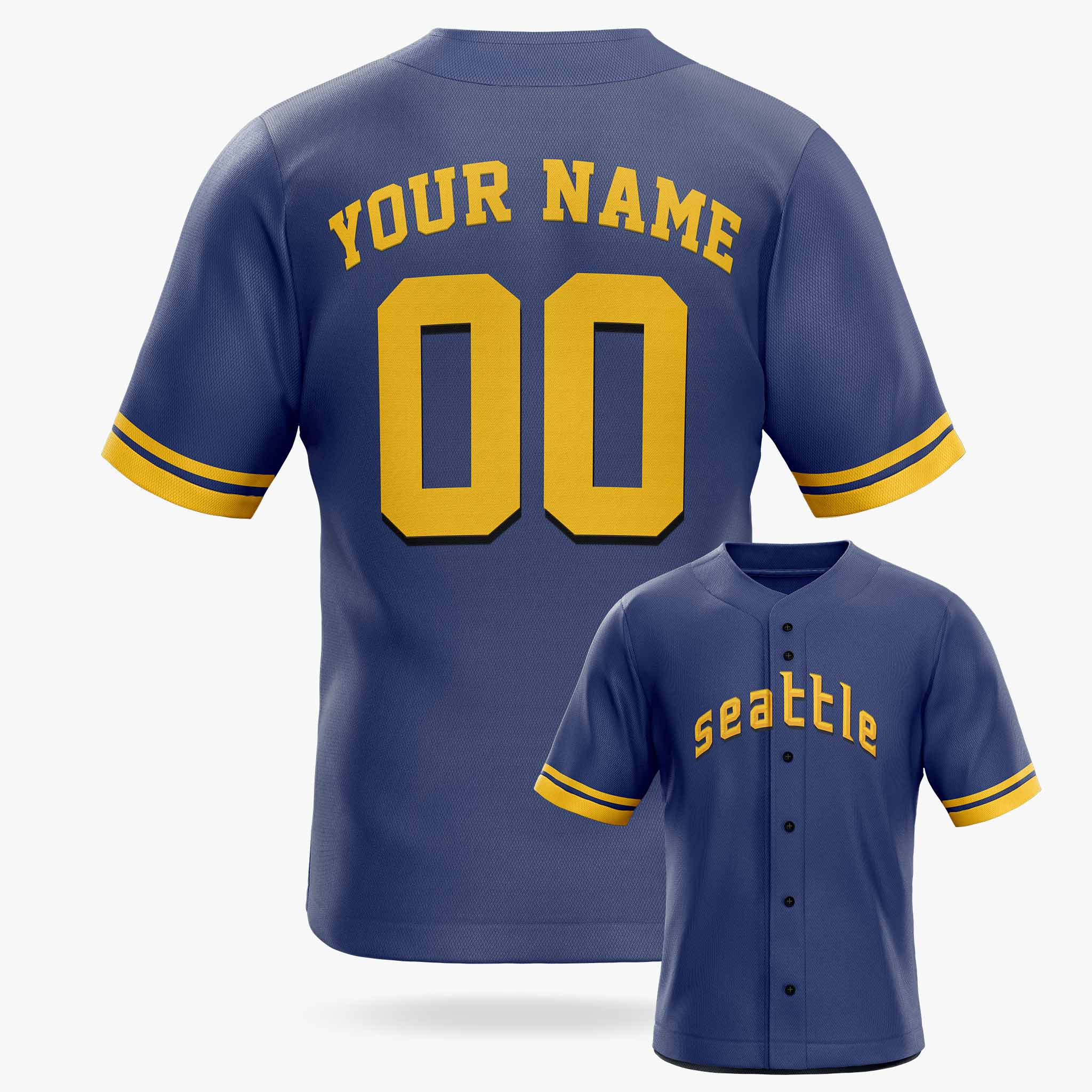 Custom City Baseball Jersey - Seattle Blue - Design Your Own