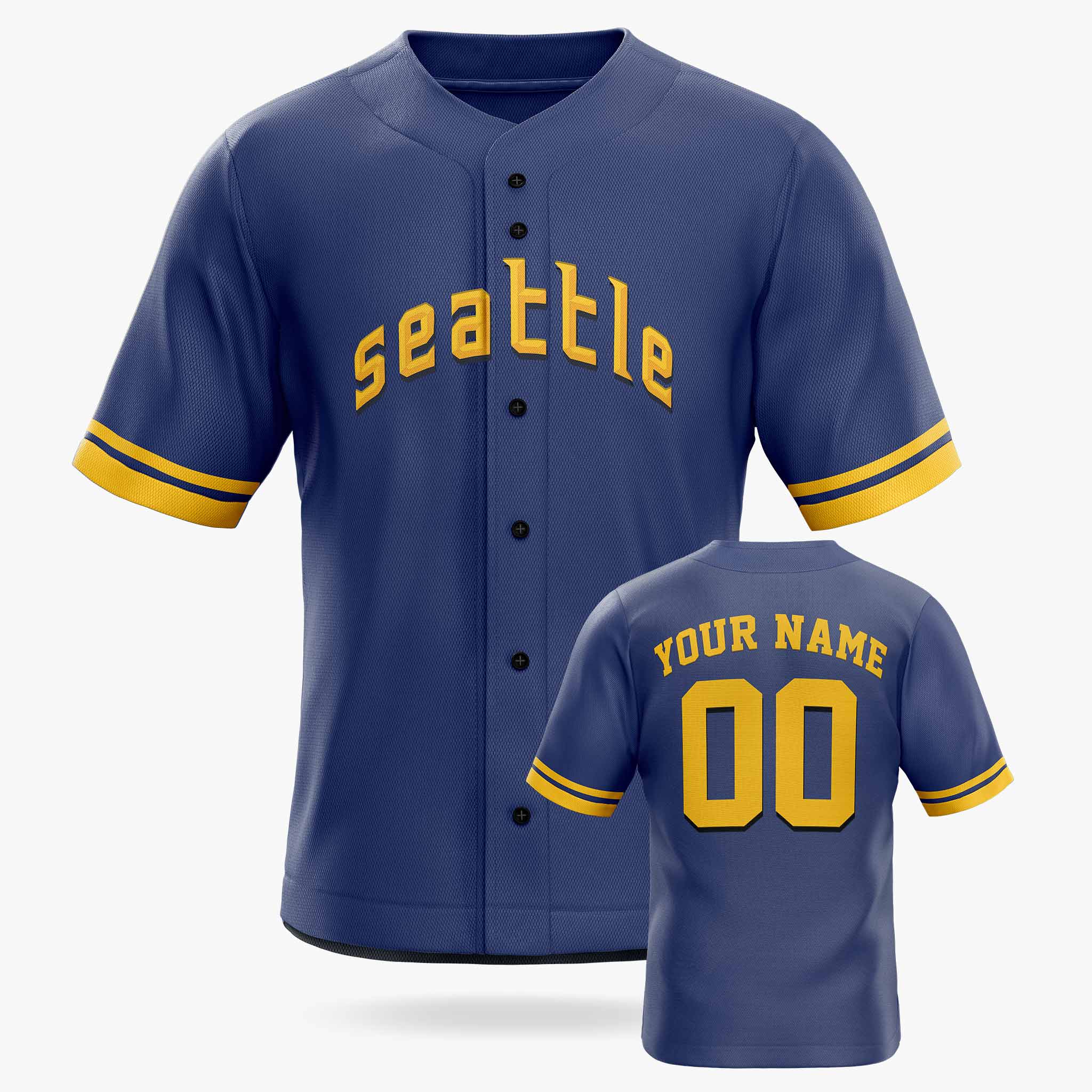 Custom City Baseball Jersey - Seattle Blue - Design Your Own