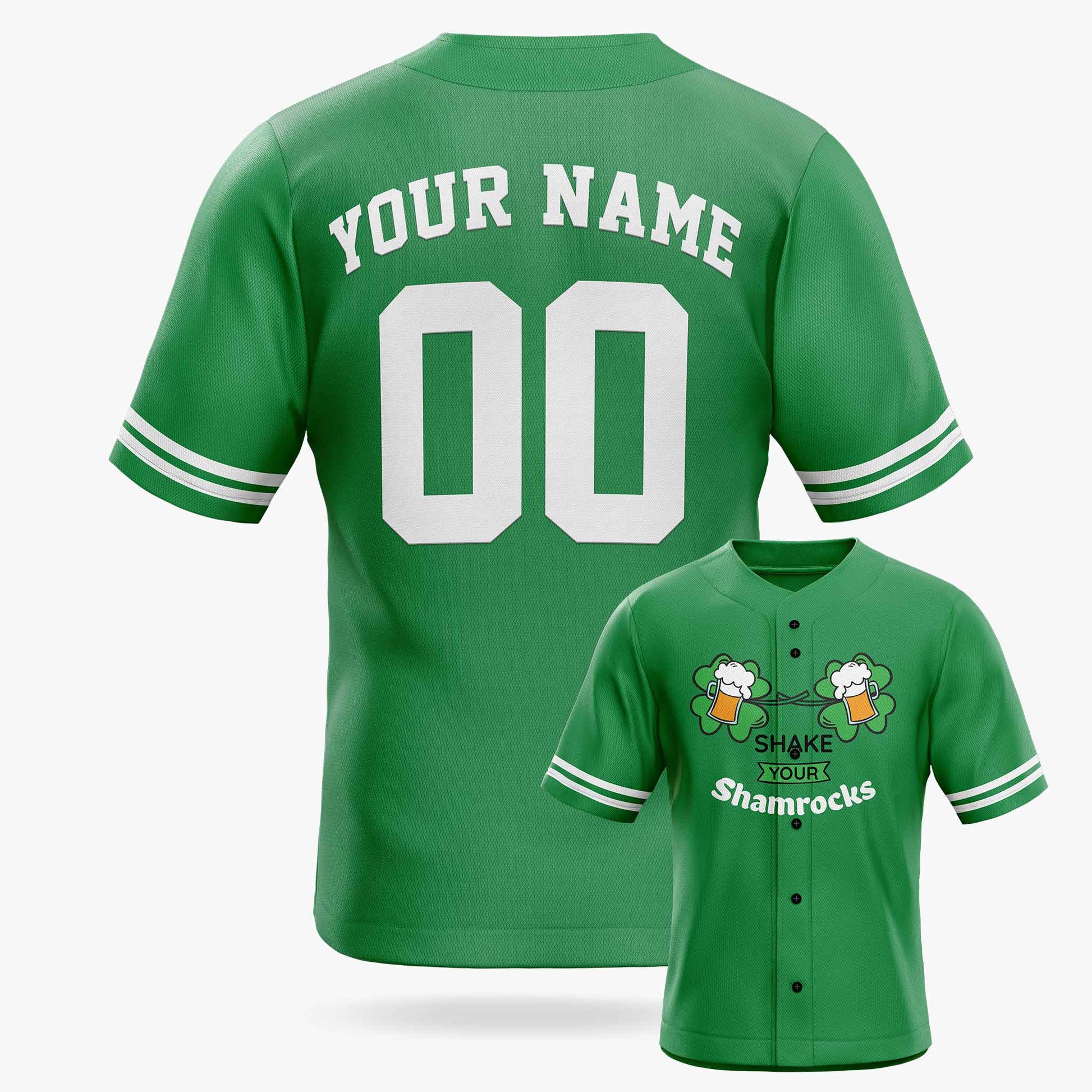 Custom St. Patrick's Day Baseball Jersey Shake Your Shamrocks 2 - Design Your Own