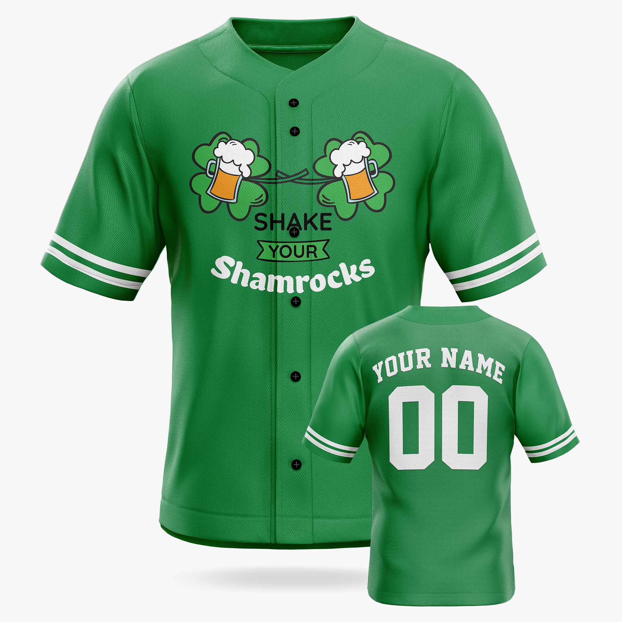 Custom St. Patrick's Day Baseball Jersey Shake Your Shamrocks 2 - Design Your Own