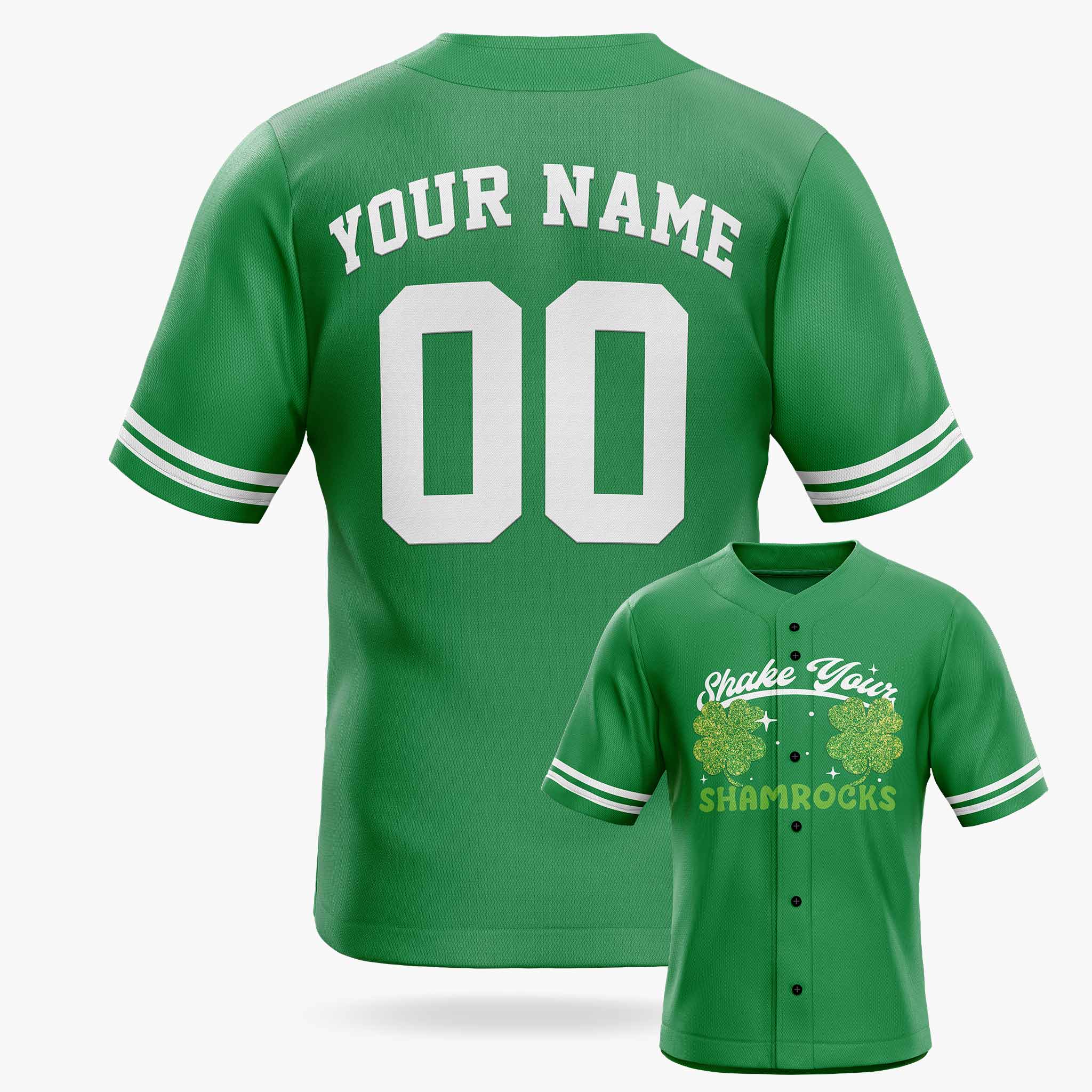 Custom St. Patrick's Day Baseball Jersey Shake Your Shamrocks - Design Your Own
