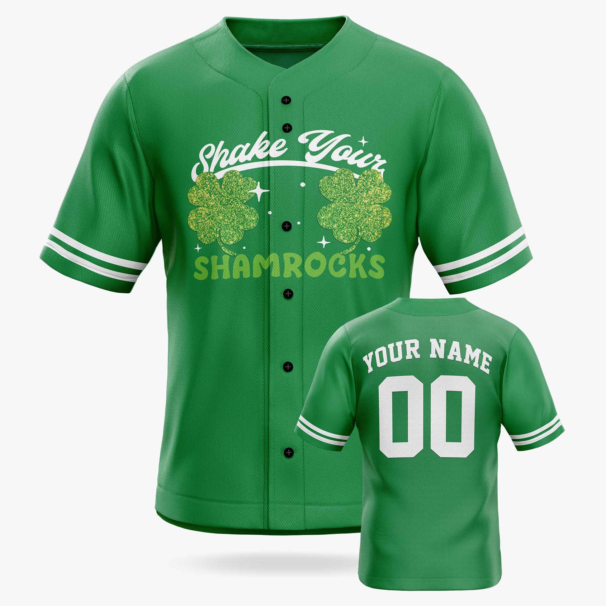 Custom St. Patrick's Day Baseball Jersey Shake Your Shamrocks - Design Your Own