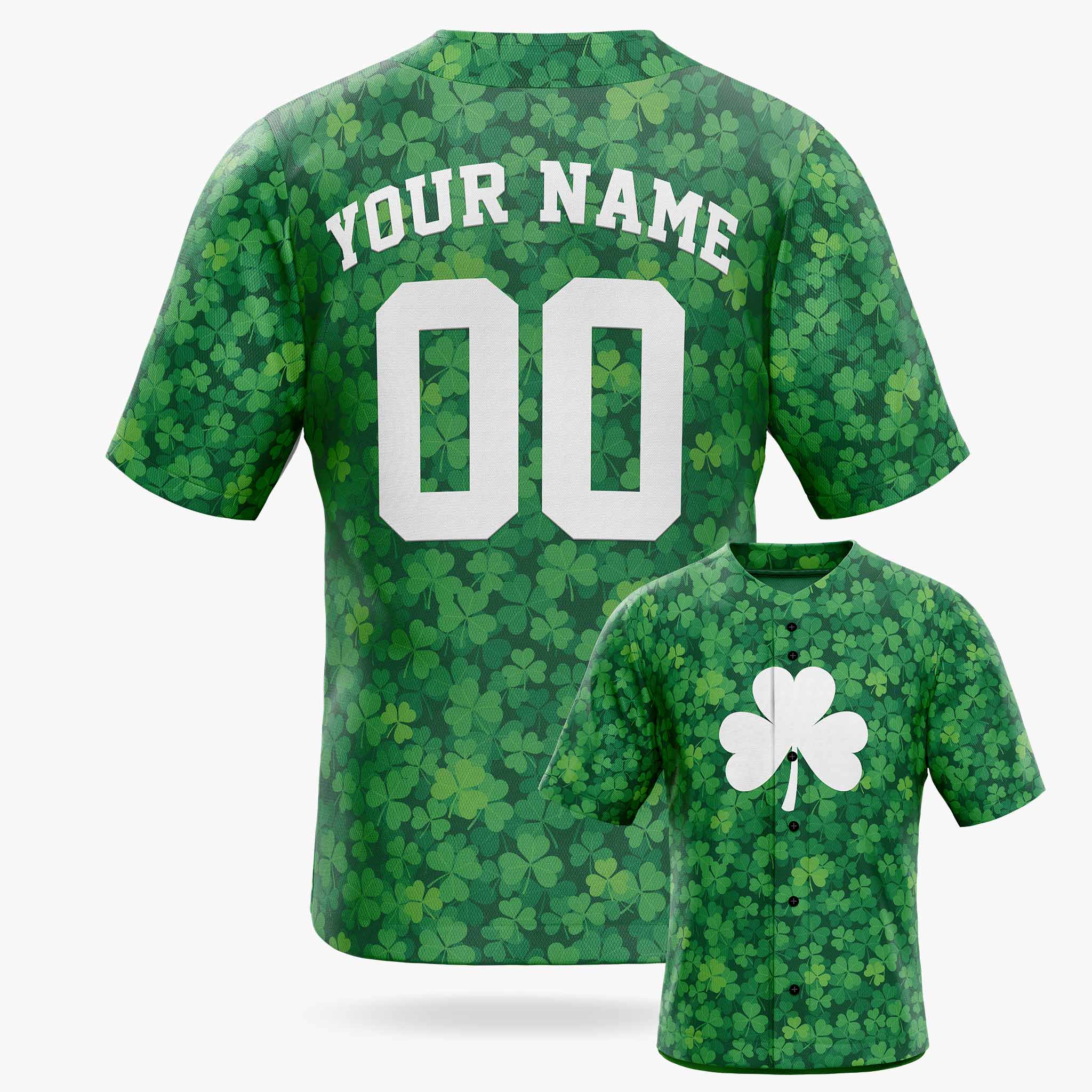 Custom St. Patrick's Day Baseball Jersey Shamrock - Design Your Own