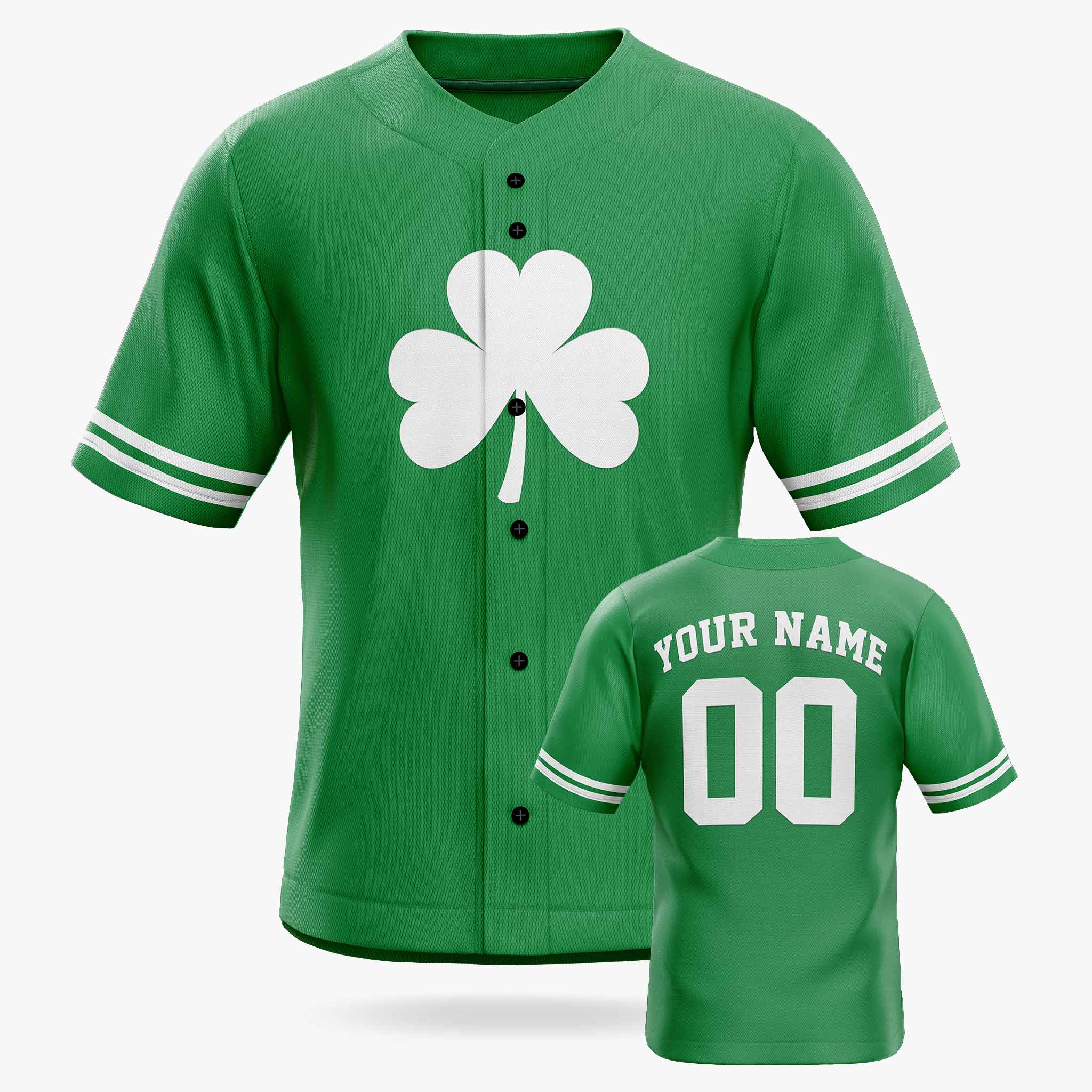 Custom St. Patrick's Day Baseball Jersey Shamrock 2 - Design Your Own