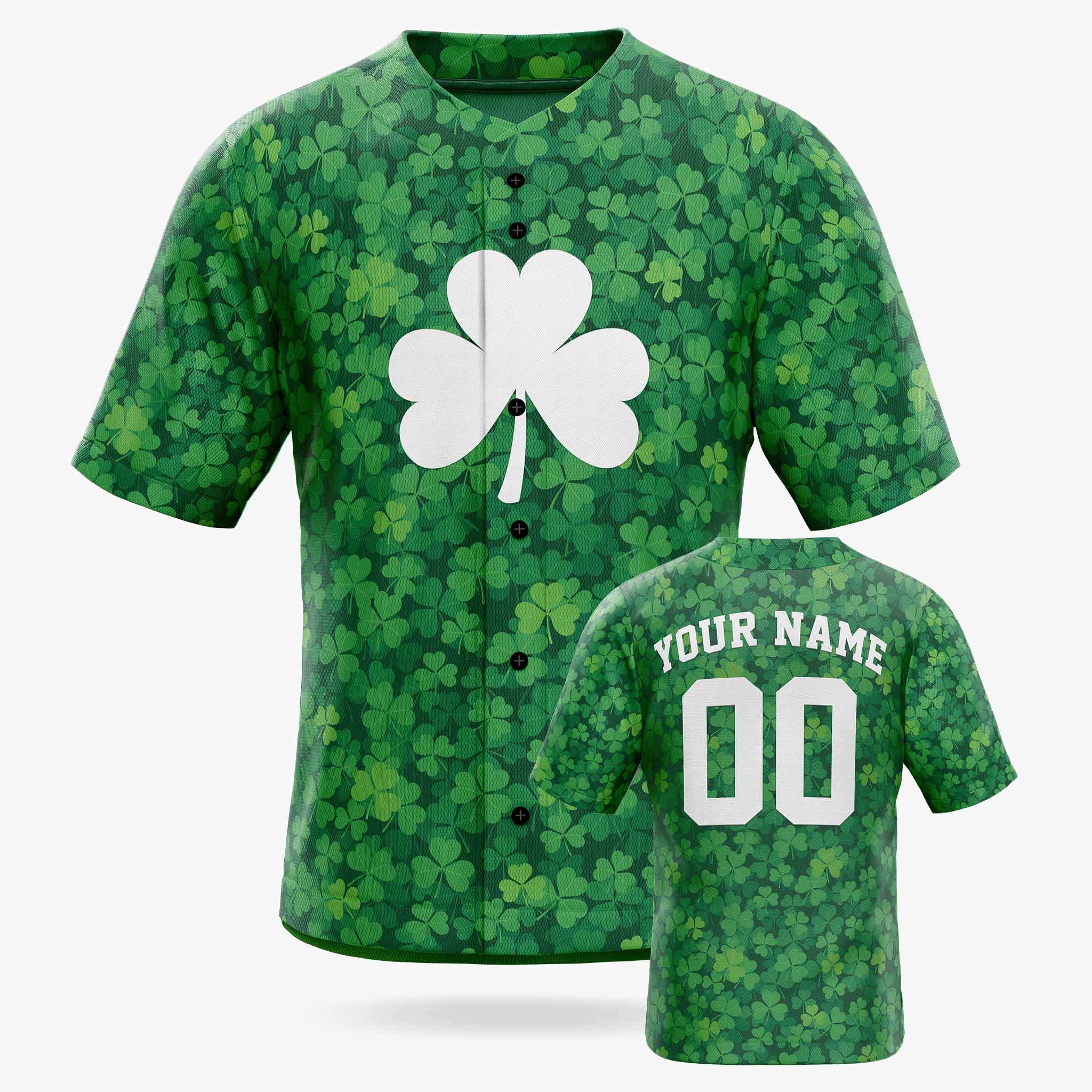 Custom St. Patrick's Day Baseball Jersey Shamrock - Design Your Own