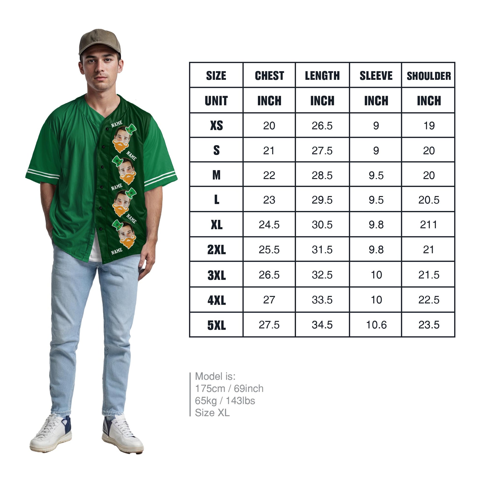 Custom St. Patrick's Day Baseball Jersey Custom Photo - Design Your Own