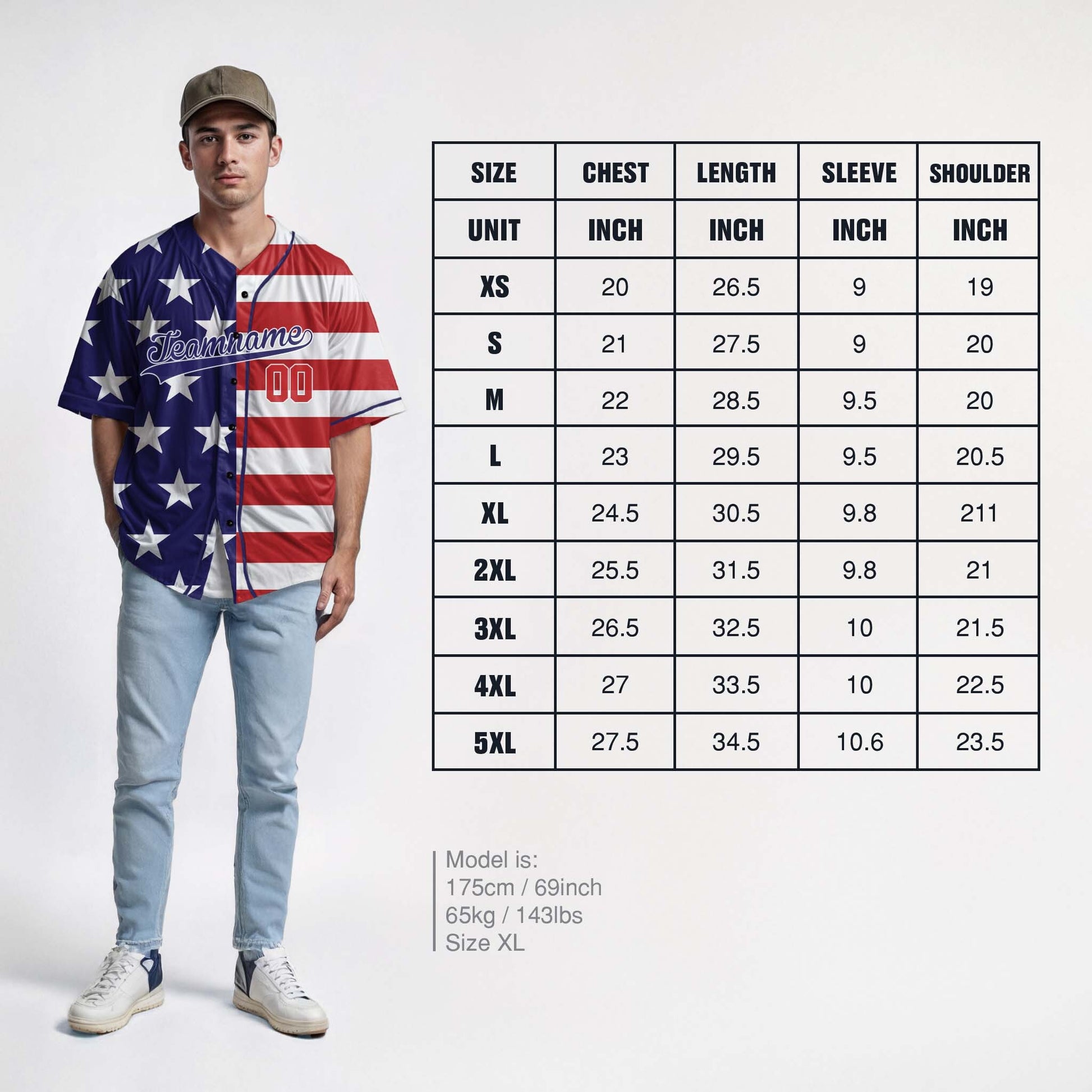 Custom Patriotic Baseball Jersey U.S. Flag With Piping - Design Your Own