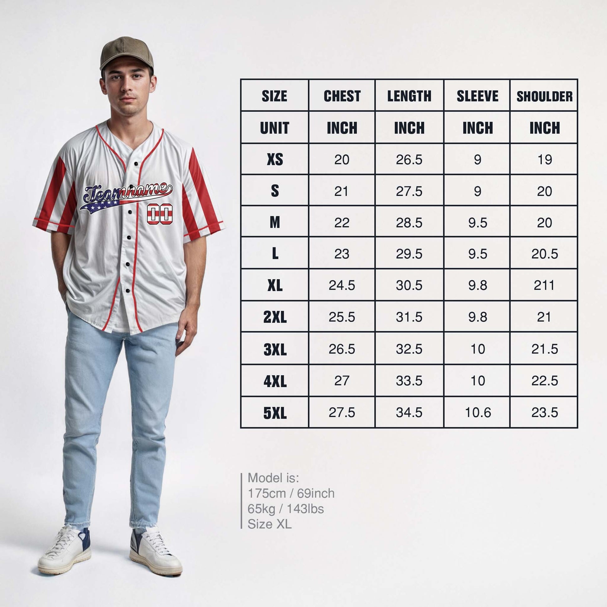 Custom Patriotic Baseball Jersey White Red and Navy With Piping - Design Your Own