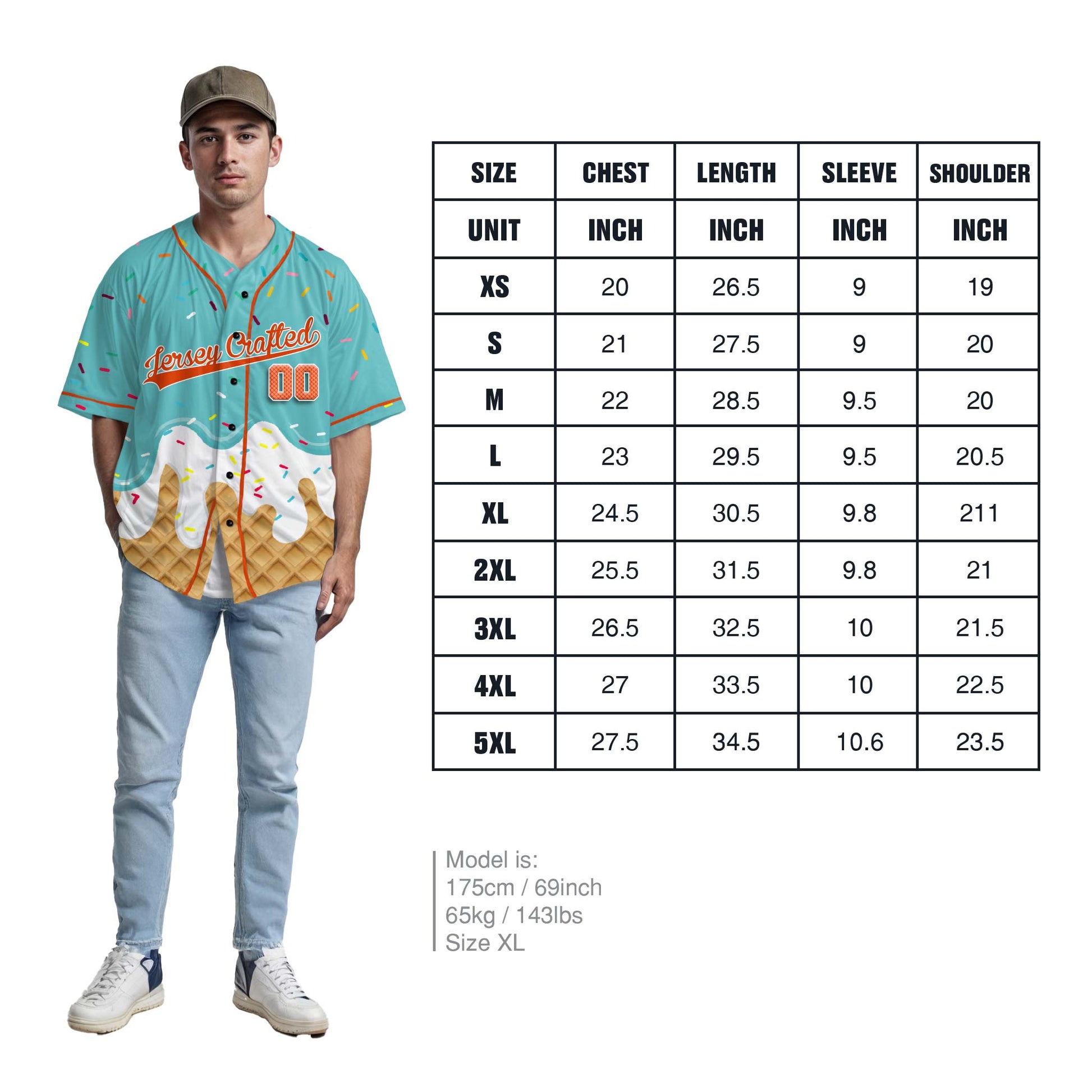 Custom Ice Cream Baseball Jersey Aqua and Orange with Piping - Design Your Own