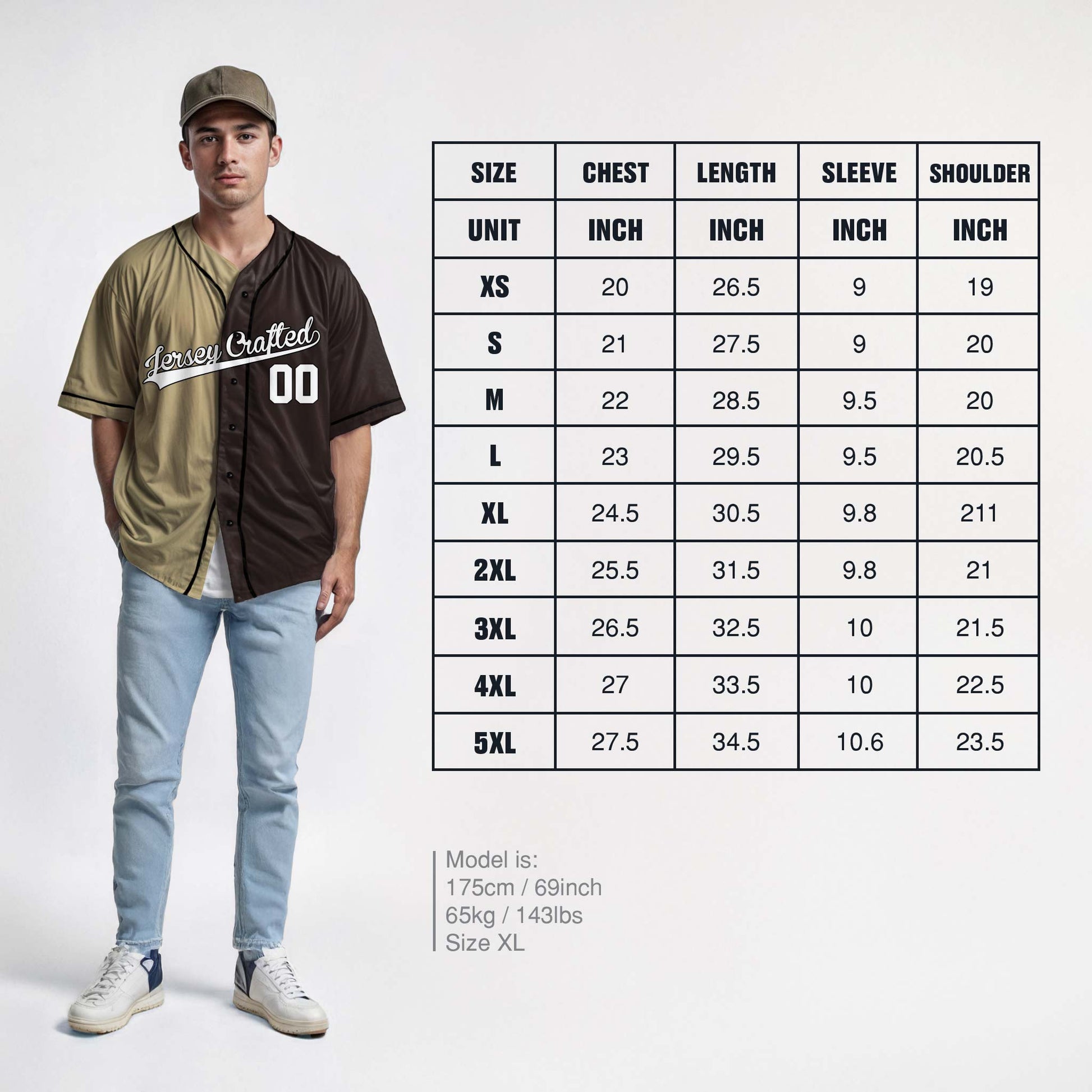 Custom Split Baseball Jersey Beige and Brown with Black Piping - Design Your Own