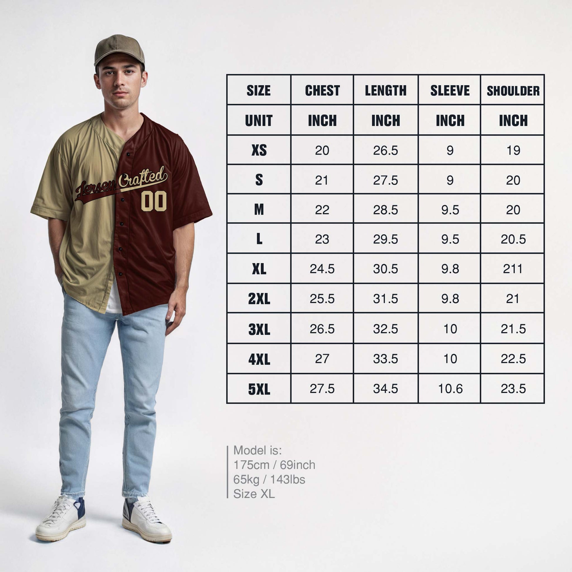 Custom Split Baseball Jersey Beige and Maroon - Design Your Own
