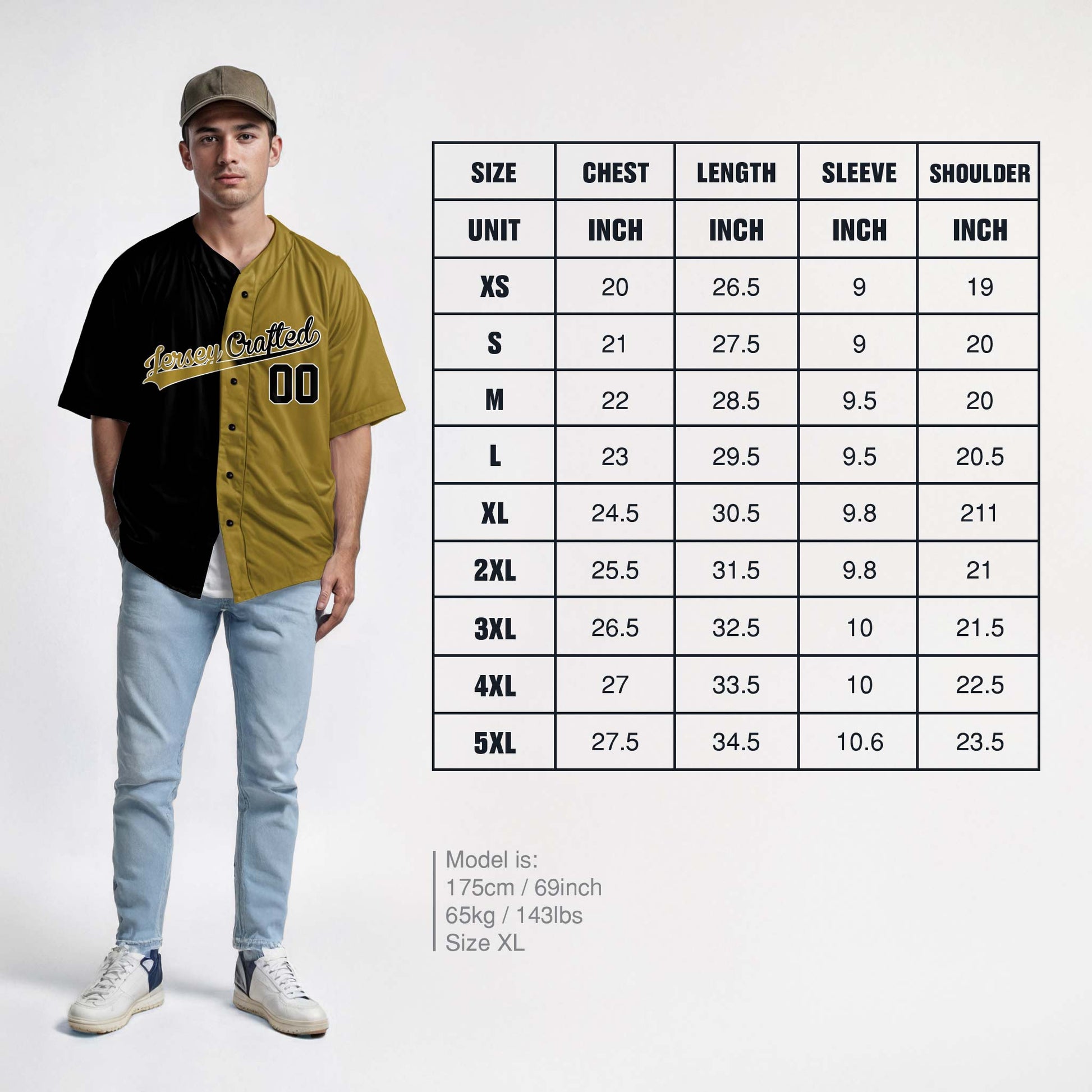 Custom Split Baseball Jersey Black and Gold - Design Your Own