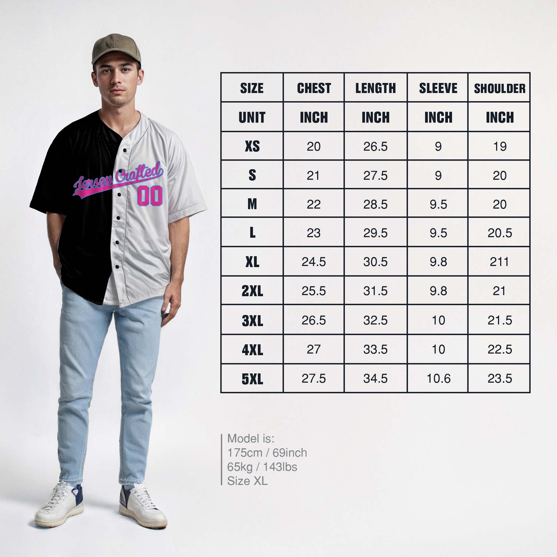 Custom Split Baseball Jersey Black White and Pink - Design Your Own