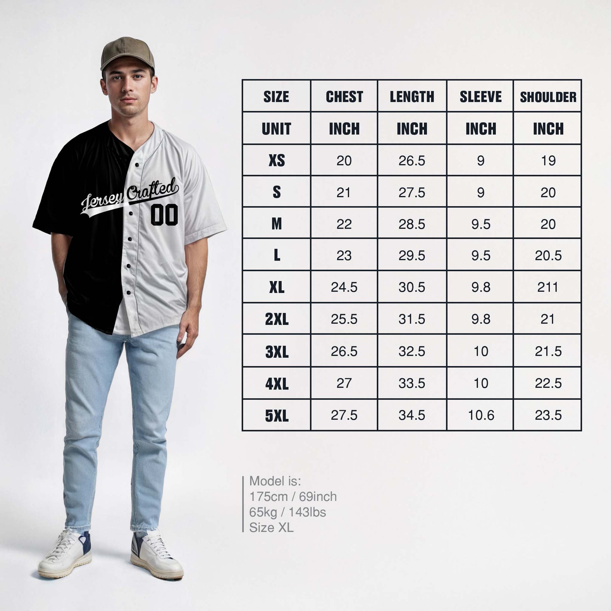 Custom Split Baseball Jersey Black and White - Design Your Own