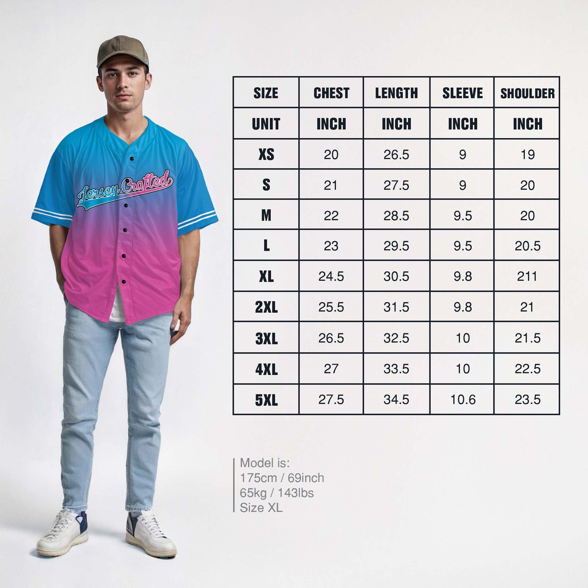 Custom Matching Couple Jerseys Gradient Blue and Pink - Her King and His Queen - Design Your Own