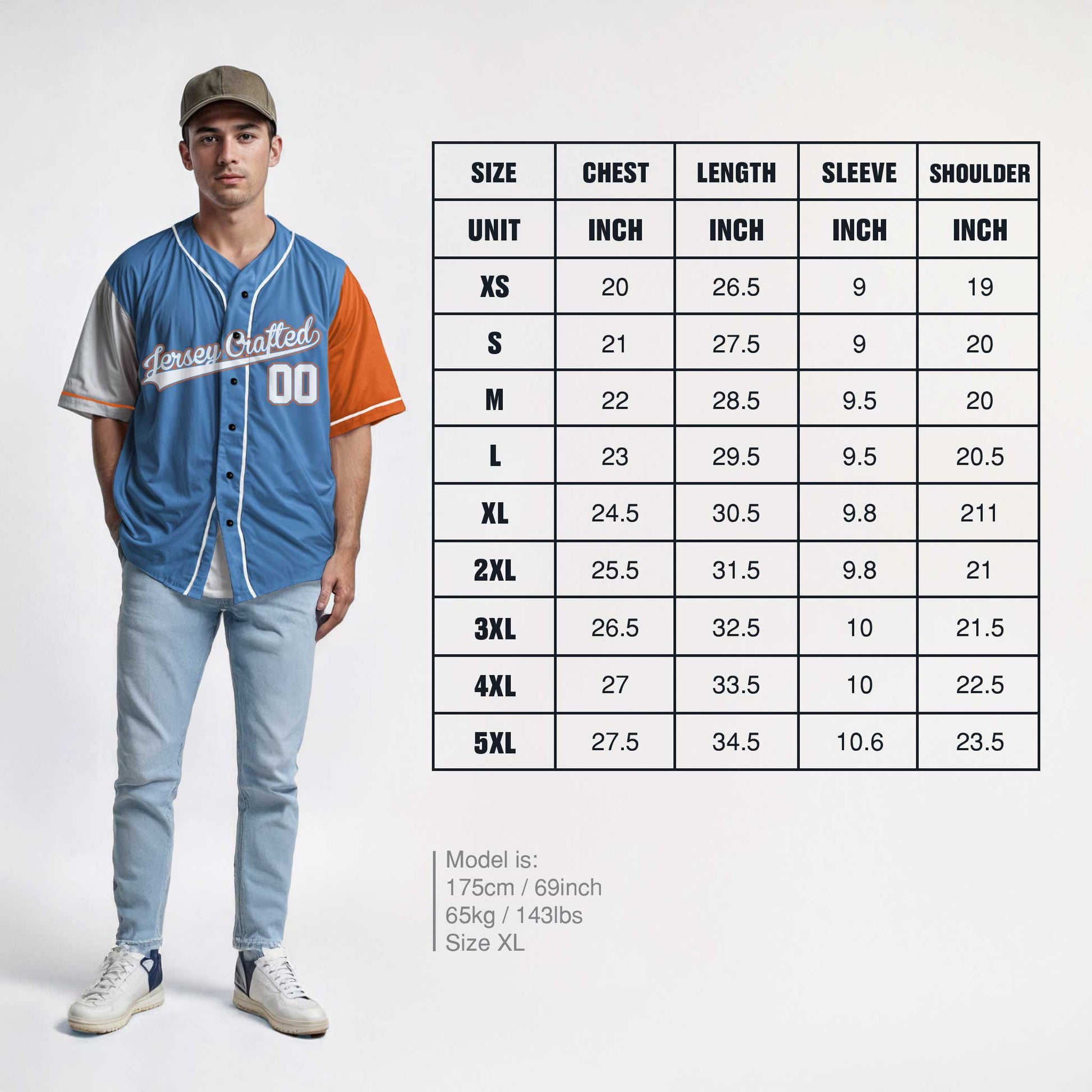 Custom Baseball Jersey Light Blue White and Orange With Piping - Design Your Own