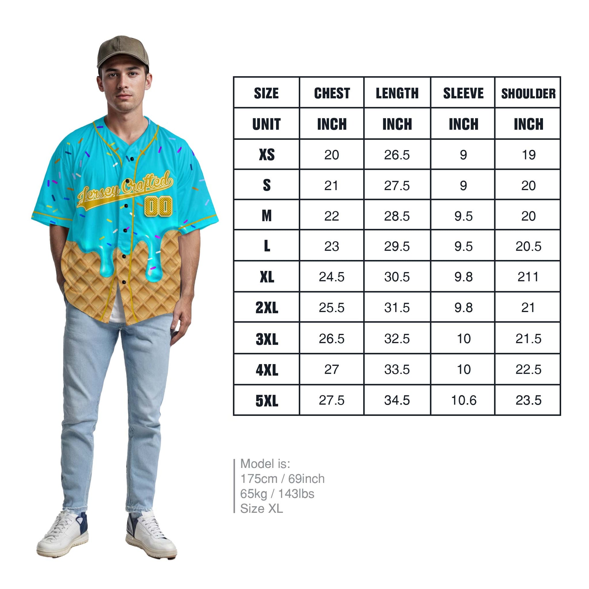 Custom Ice Cream Baseball Jersey Blue and Yellow with Piping - Design Your Own