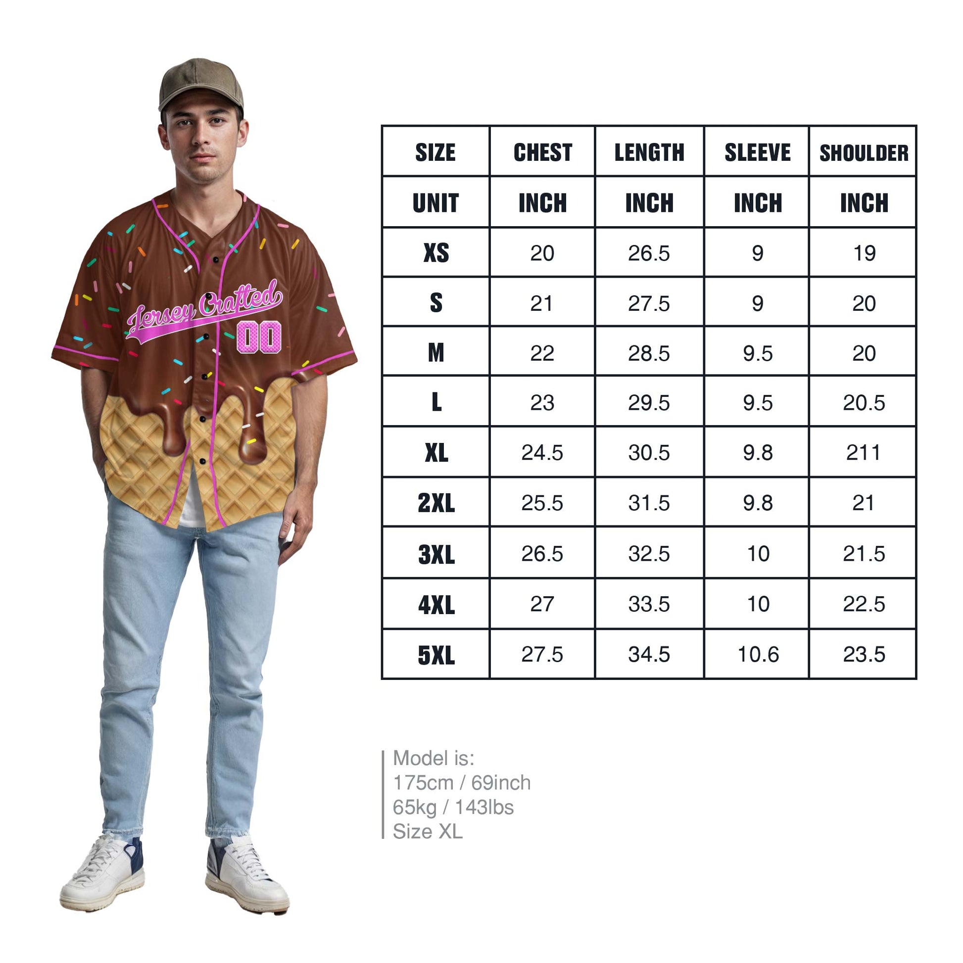 Custom Ice Cream Baseball Jersey Brown and Pink with Piping - Design Your Own