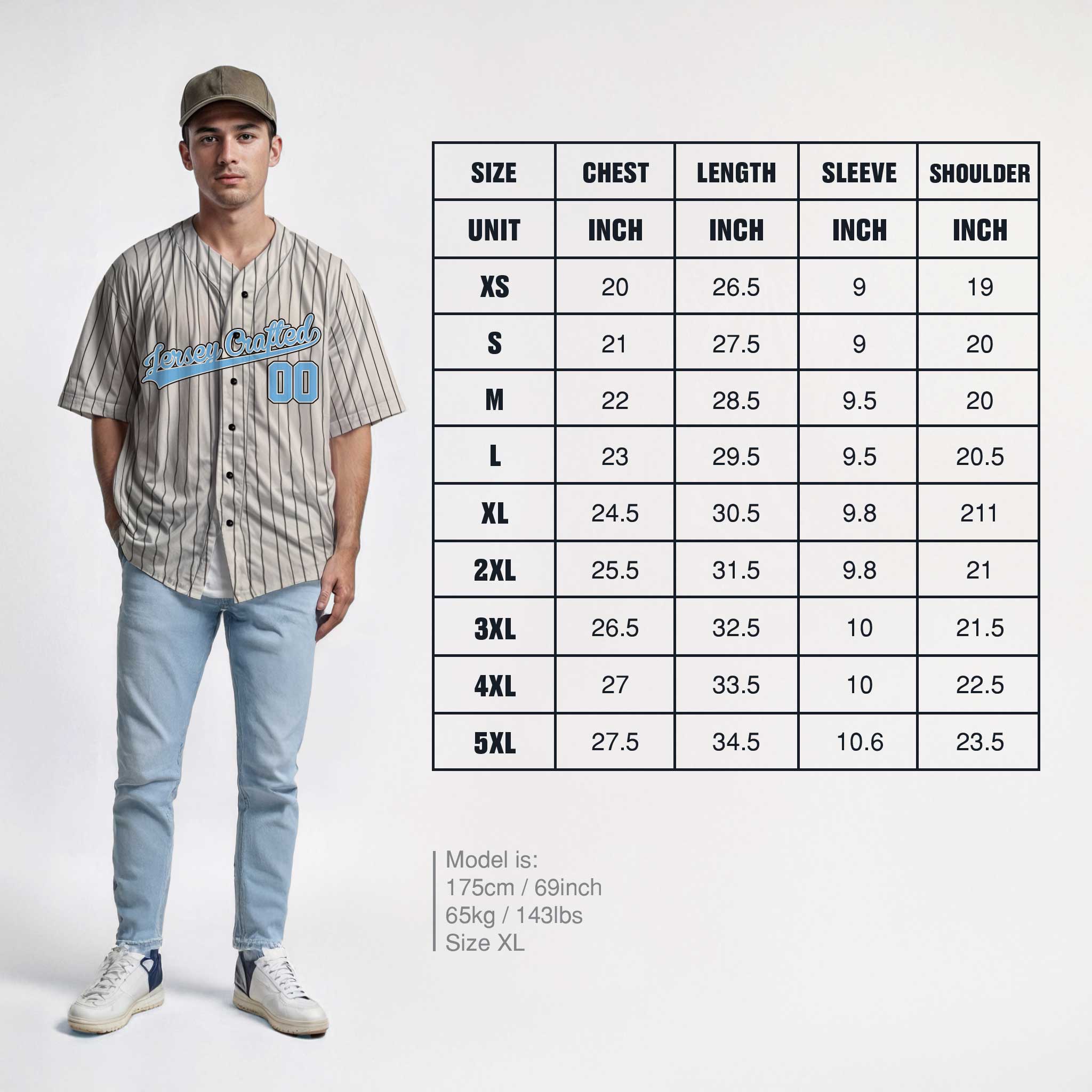 Custom Pinstripe Baseball Jersey Cream and Light Blue - Design