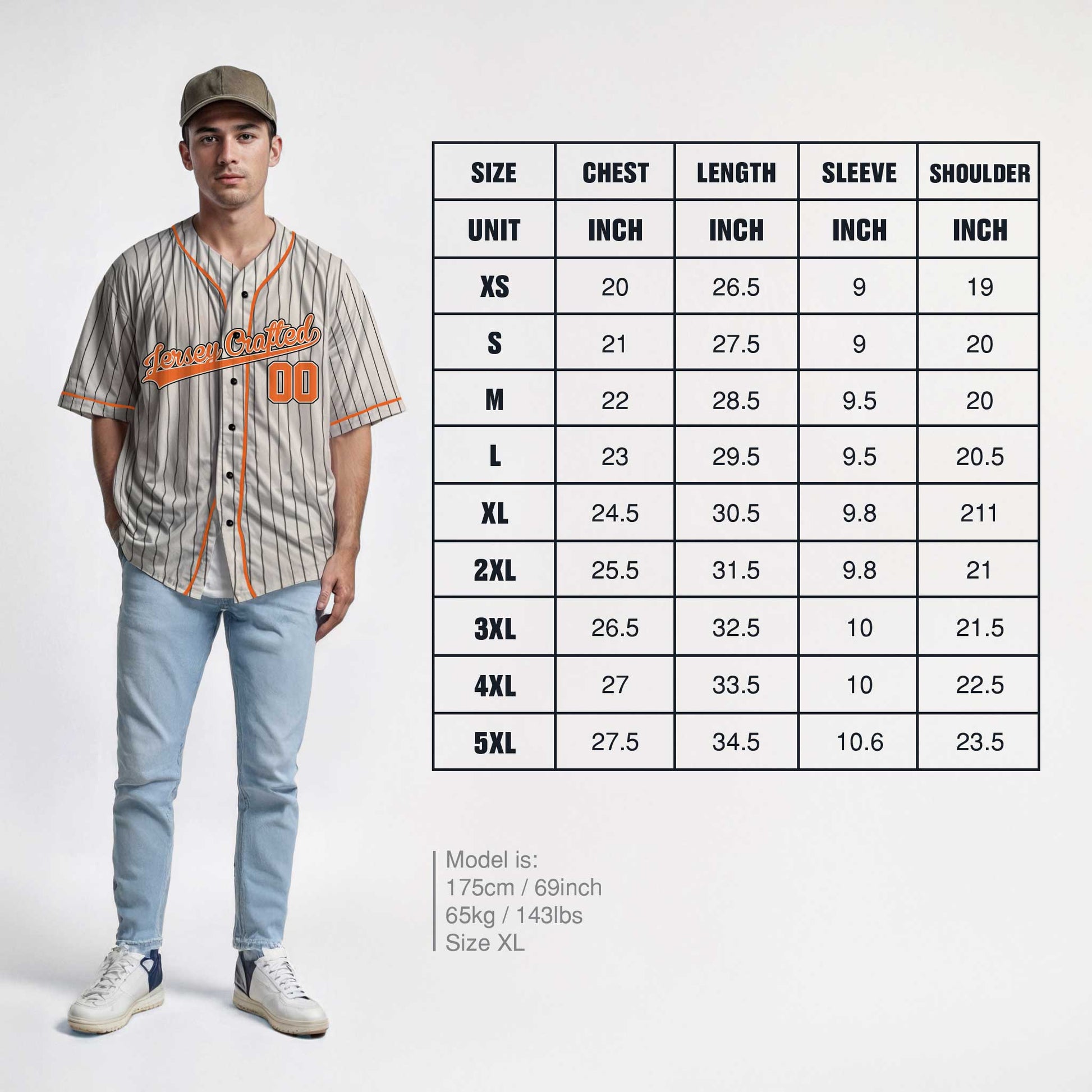 Custom Pinstripe Baseball Jersey Cream and Orange With Piping - Design Your Own