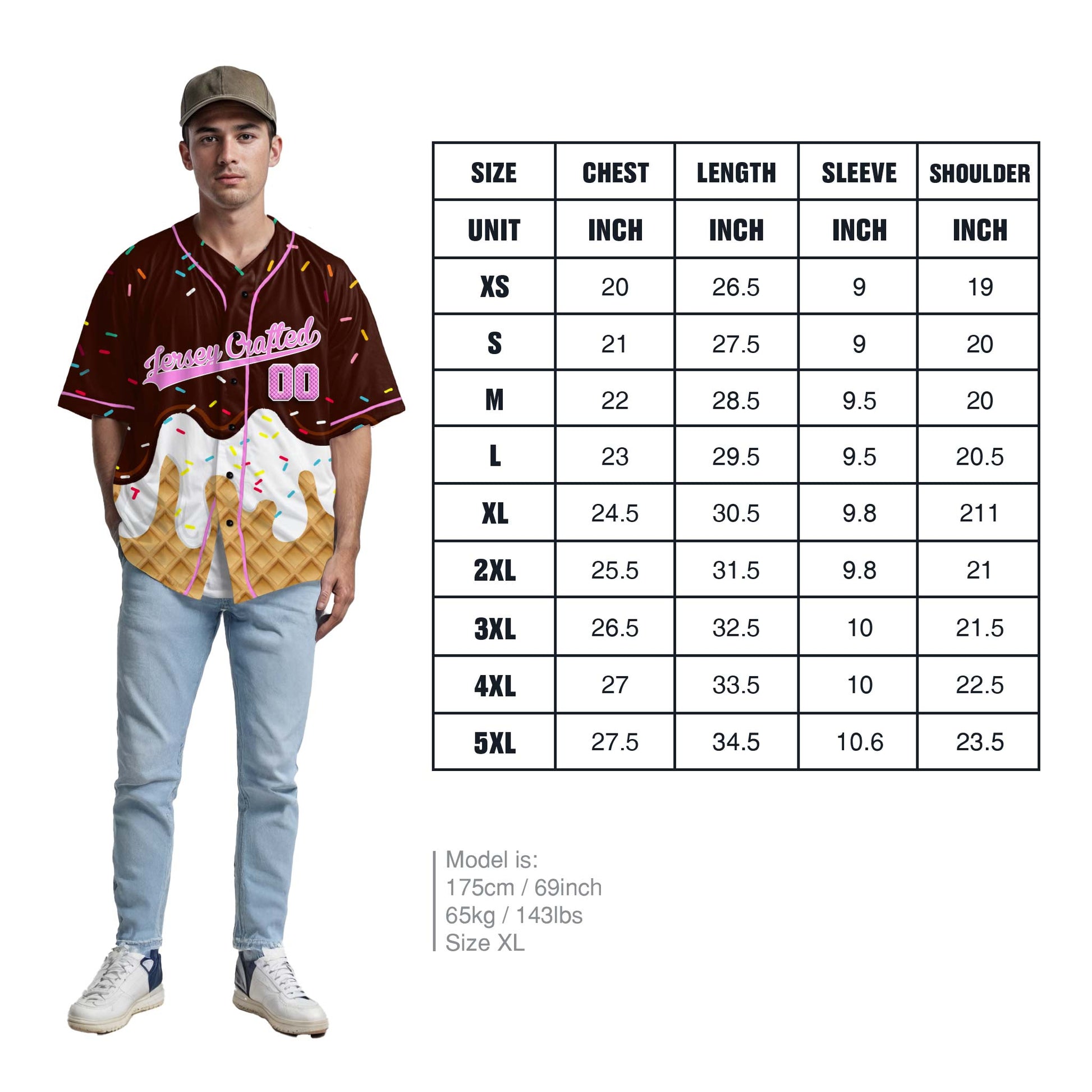 Custom Ice Cream Baseball Jersey Dark Brown and Pink with Piping - Design Your Own