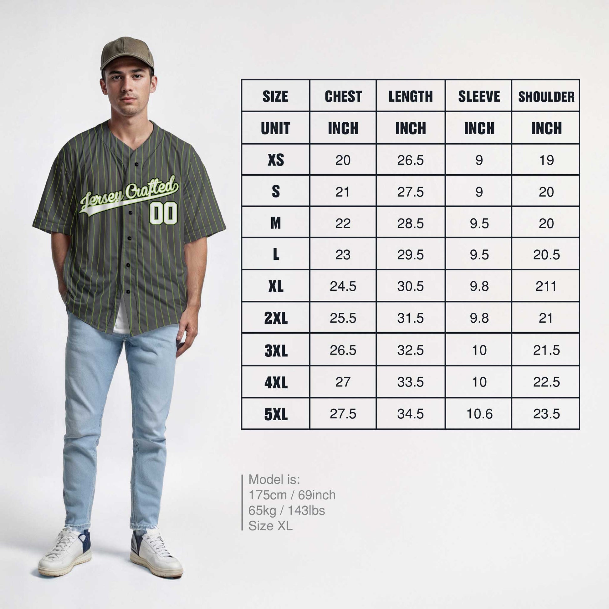 Custom Pinstripe Baseball Jersey Dark Gray Neon Green and White - Design Your Own