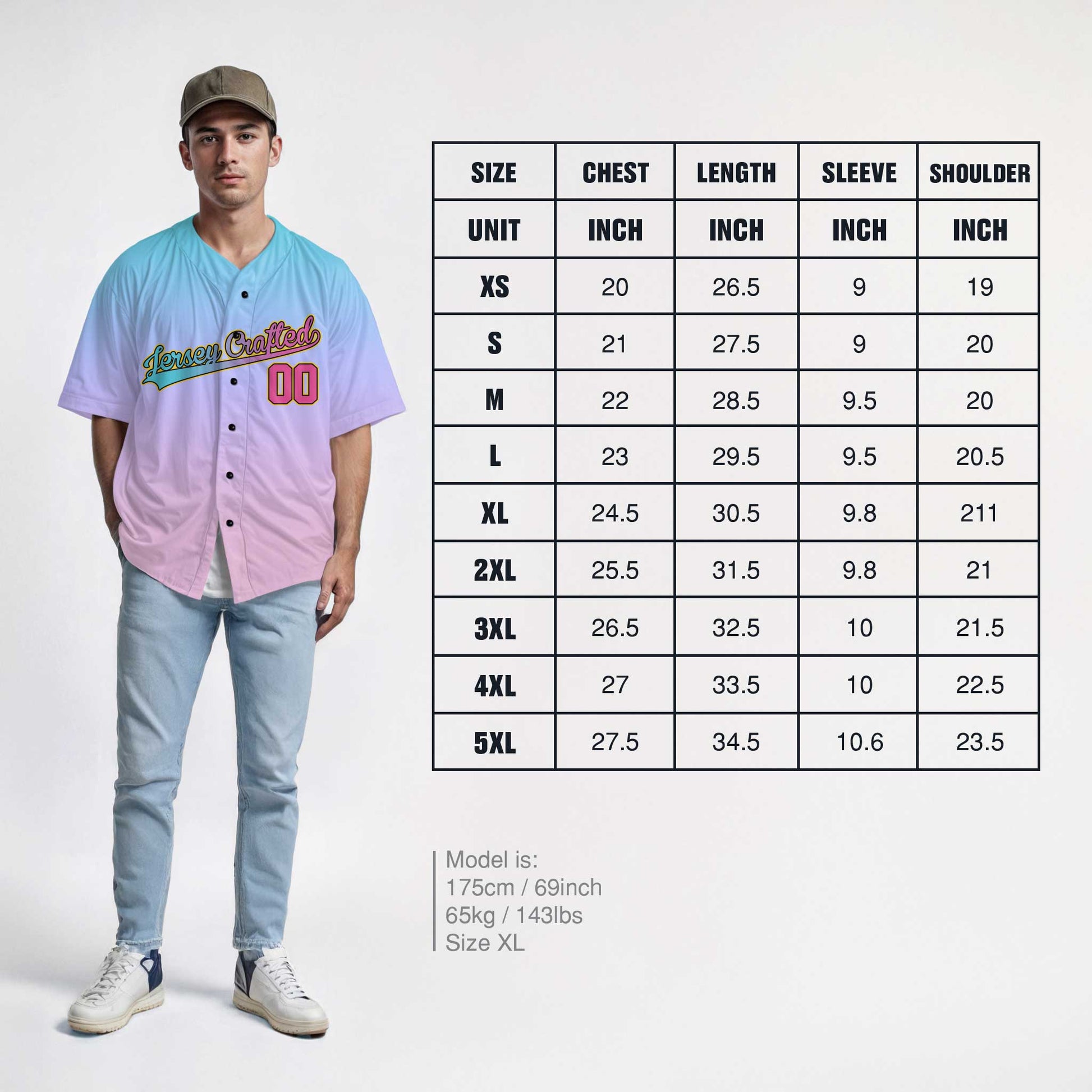 Custom Gradient Baseball Jersey Light Blue and Light Purple - Design Your Own