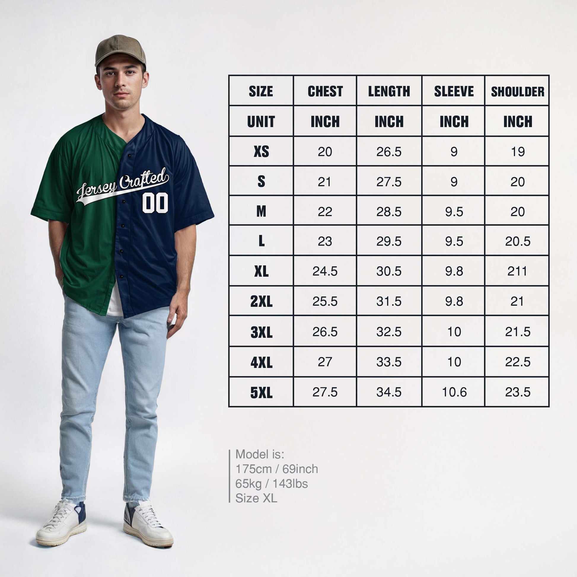 Custom Split Baseball Jersey Green and Navy - Design Your Own