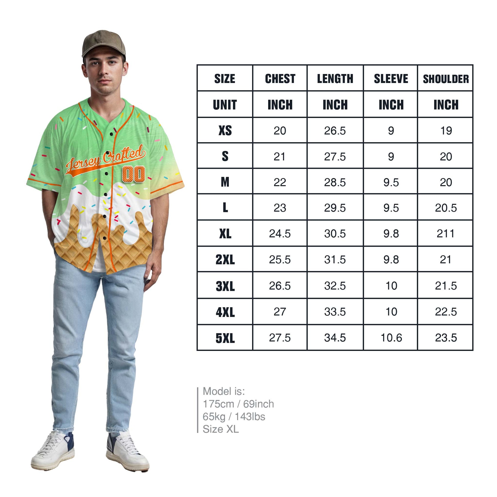 Custom Ice Cream Baseball Jersey Gradient Green and Orange with Piping - Design Your Own