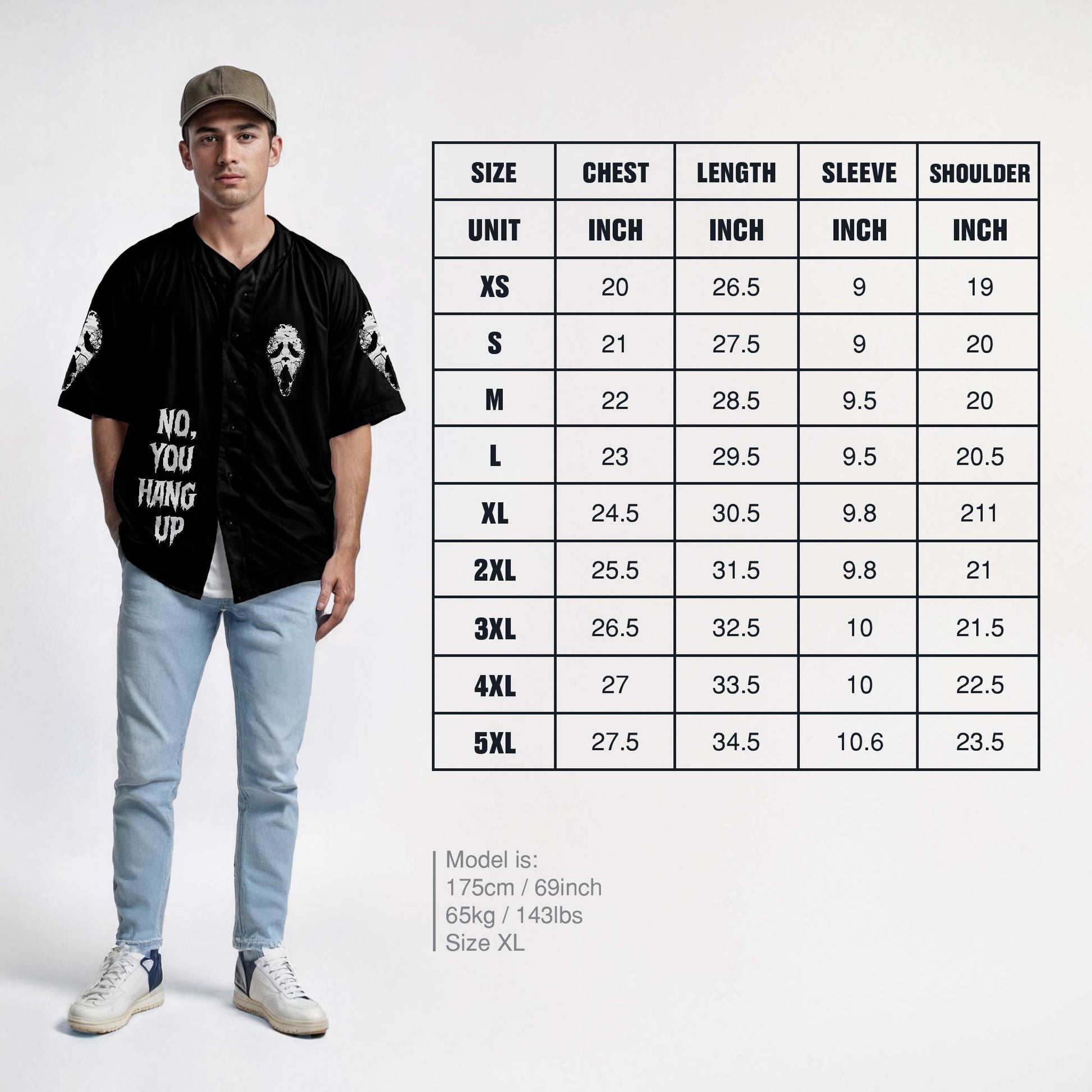 Custom Halloween Baseball Jersey - Horror Movie Design Hang Up - Add Your Name