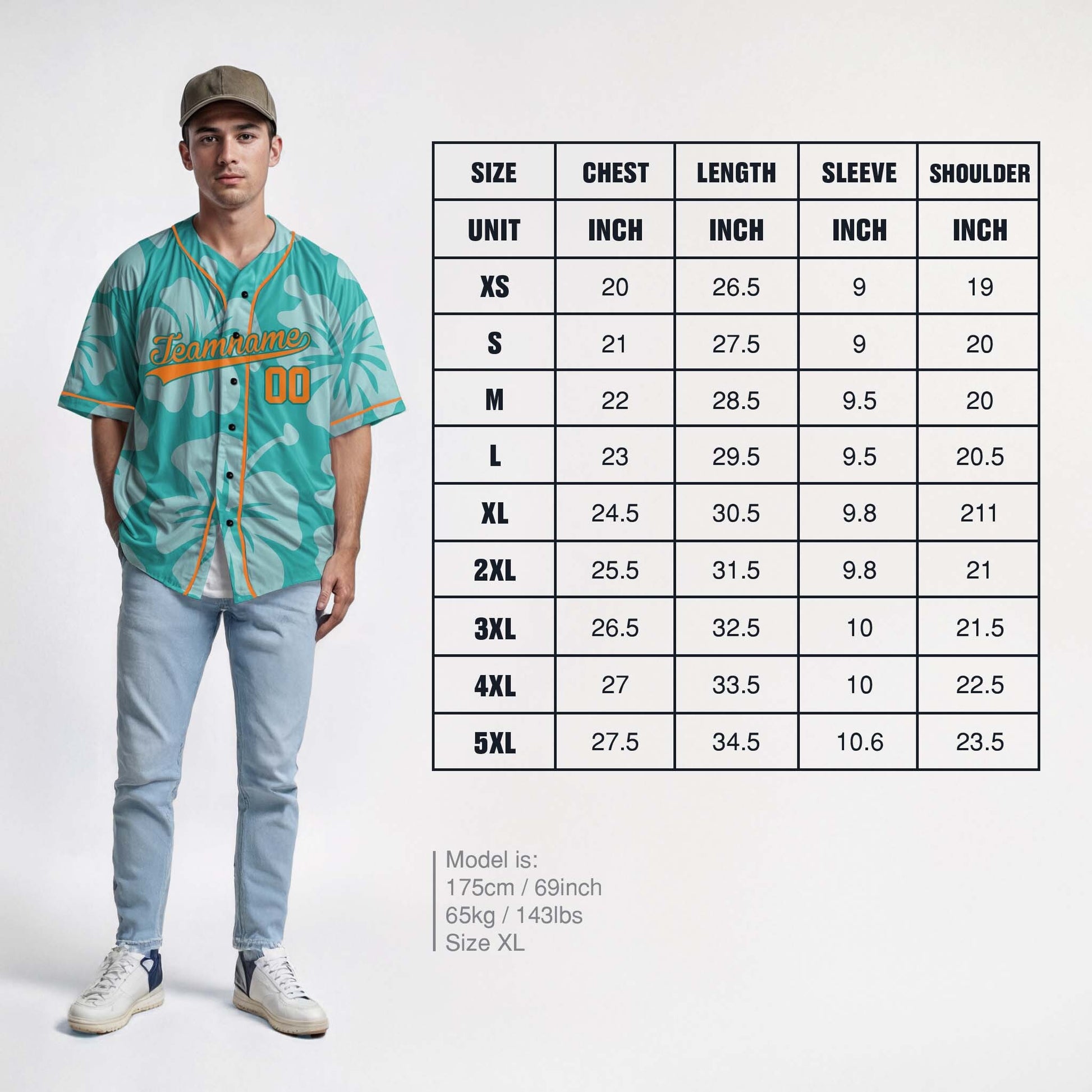 Custom Hawaiian Baseball Jersey Blue and Orange With Piping - Design Your Own
