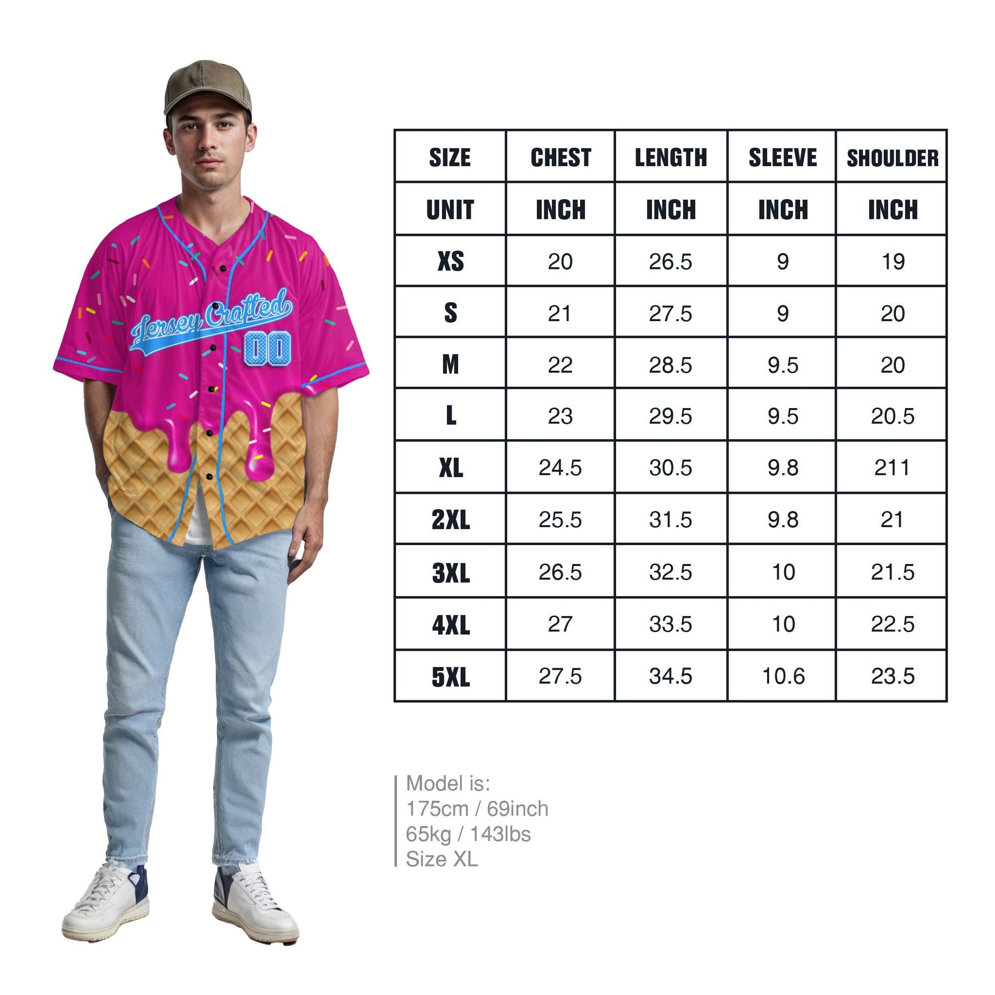 Custom Ice Cream Baseball Jersey Hot Pink and Blue with Piping - Design Your Own