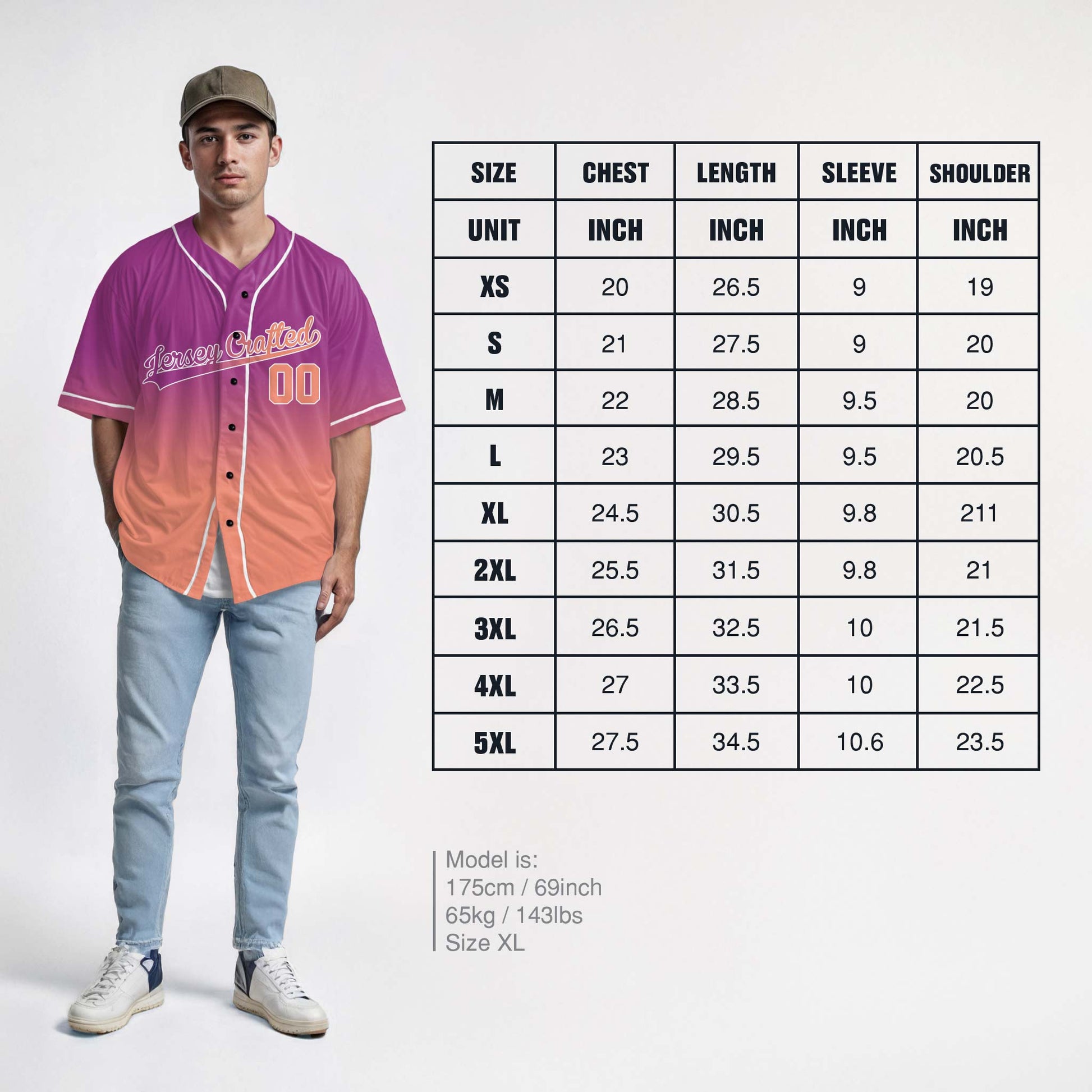 Custom Gradient Baseball Jersey Lavender and Peach With White Piping - Design Your Own